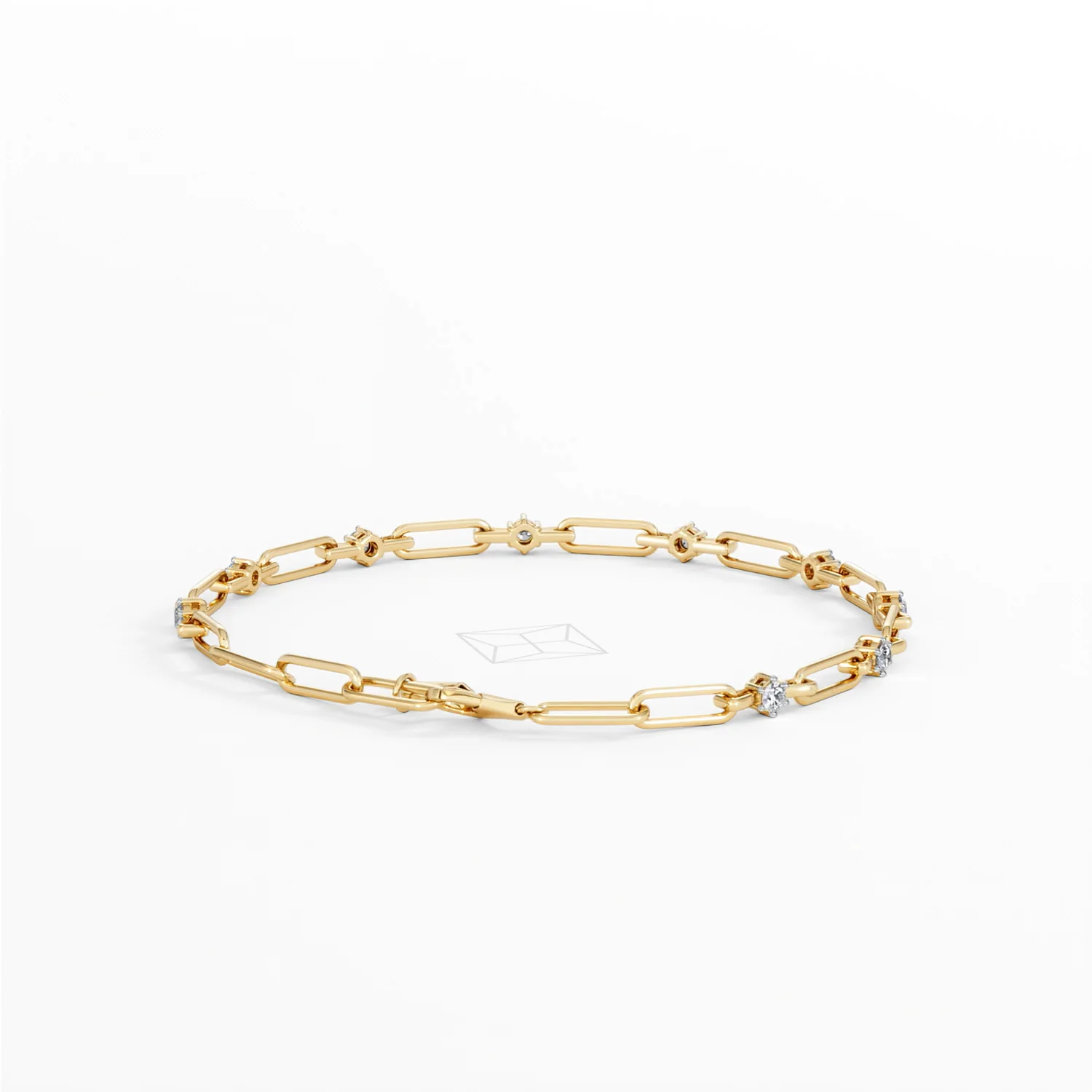 Paperclip 0.36ct Lab Diamond Link Bracelet in 18K Yellow Gold - Image 42