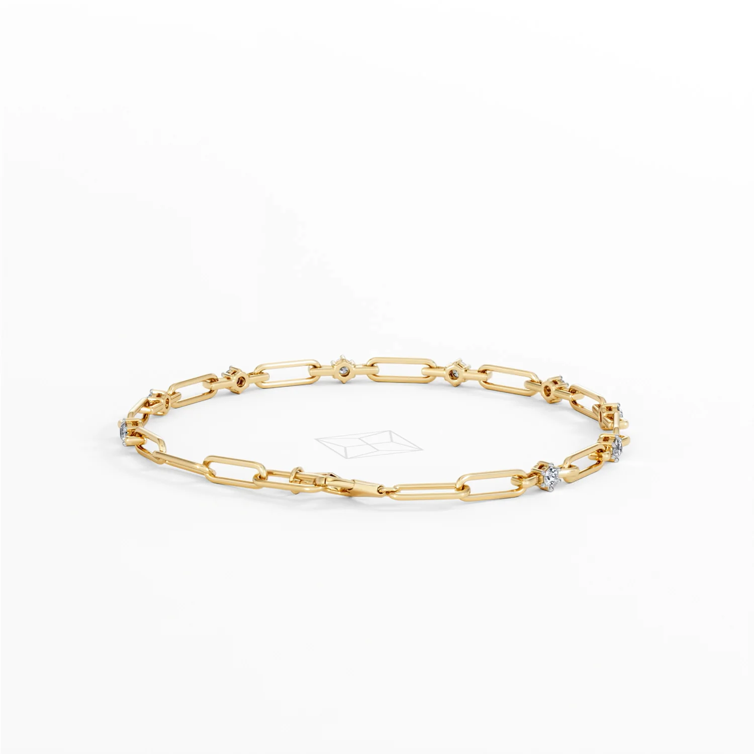 Paperclip 0.36ct Lab Diamond Link Bracelet in 18K Yellow Gold - Image 43