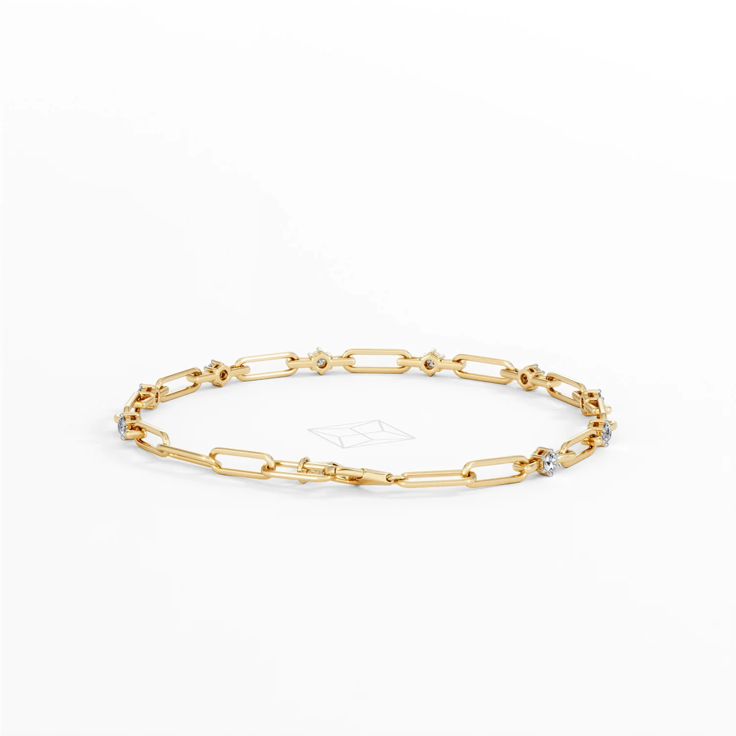 Paperclip 0.36ct Lab Diamond Link Bracelet in 18K Yellow Gold - Image 44