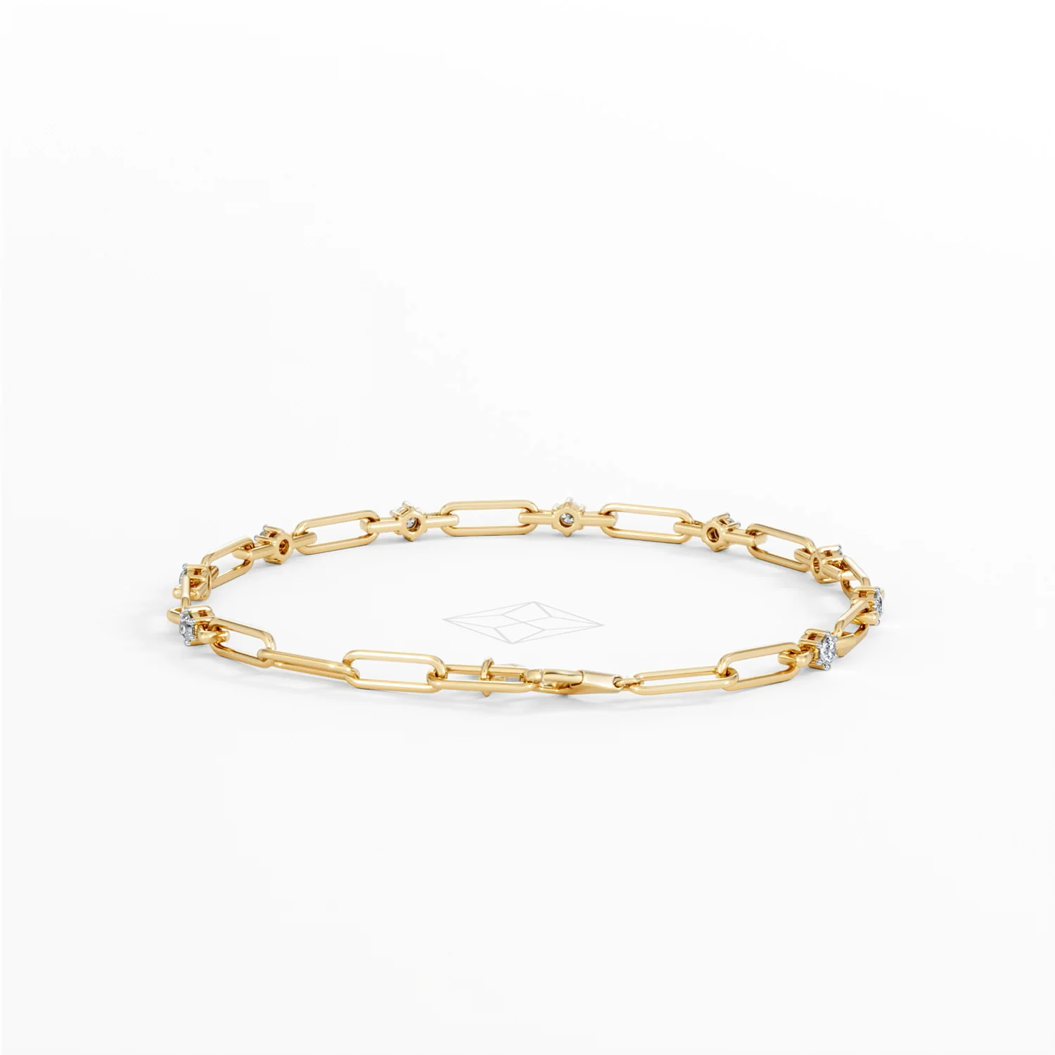 Paperclip 0.36ct Lab Diamond Link Bracelet in 18K Yellow Gold - Image 46