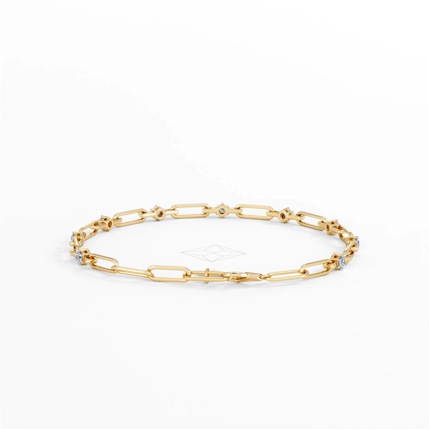 Paperclip 0.36ct Lab Diamond Link Bracelet in 18K Yellow Gold - Image 47