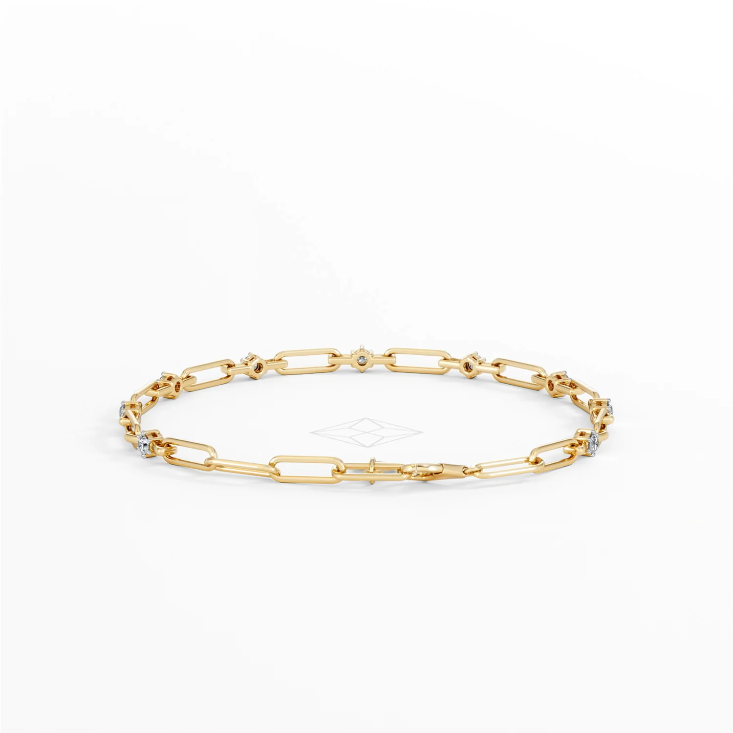Paperclip 0.36ct Lab Diamond Link Bracelet in 18K Yellow Gold - Image 48