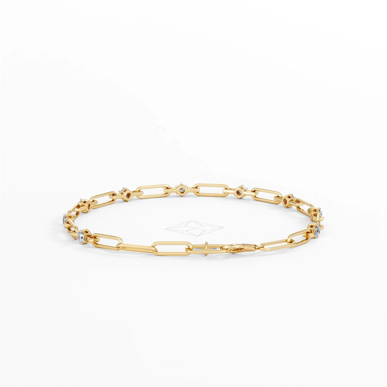 Paperclip 0.36ct Lab Diamond Link Bracelet in 18K Yellow Gold - Image 49
