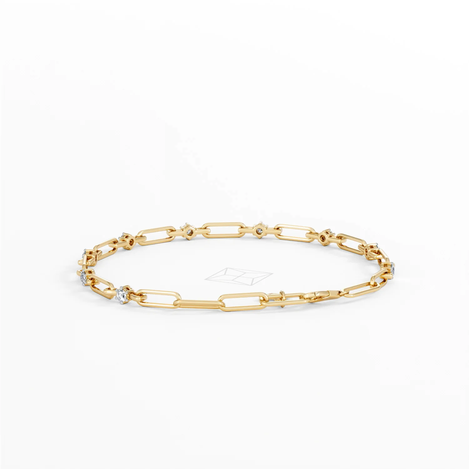 Paperclip 0.36ct Lab Diamond Link Bracelet in 18K Yellow Gold - Image 52