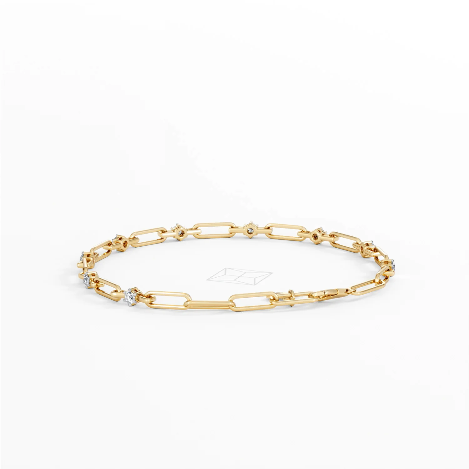 Paperclip 0.36ct Lab Diamond Link Bracelet in 18K Yellow Gold - Image 53