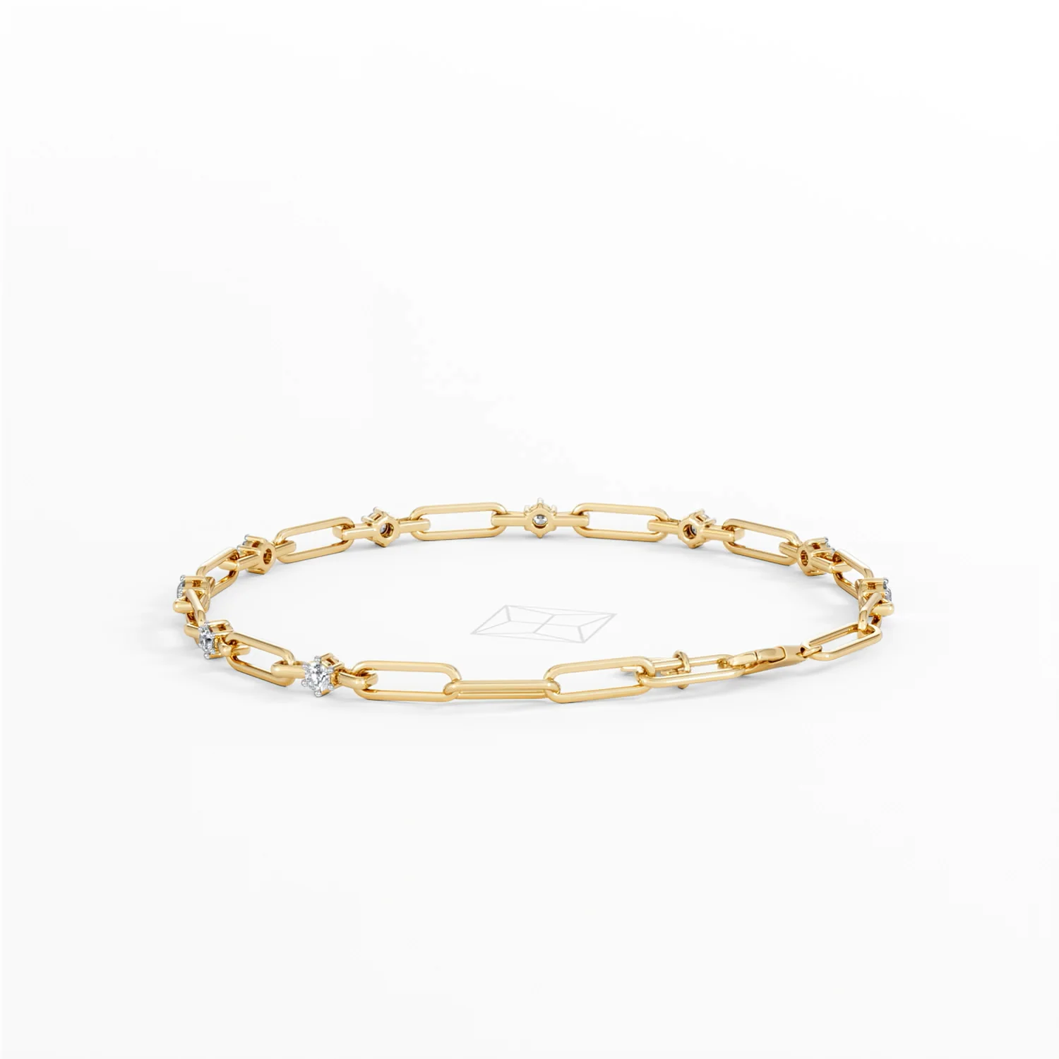 Paperclip 0.36ct Lab Diamond Link Bracelet in 18K Yellow Gold - Image 54