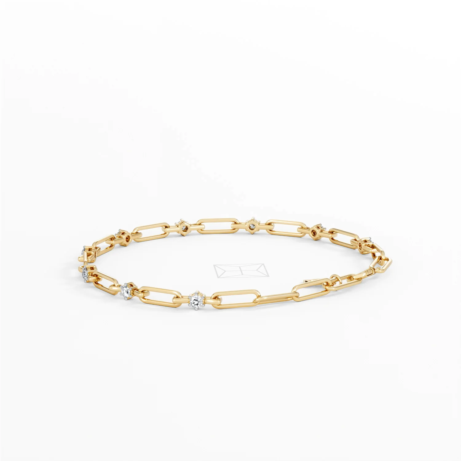 Paperclip 0.36ct Lab Diamond Link Bracelet in 18K Yellow Gold - Image 59