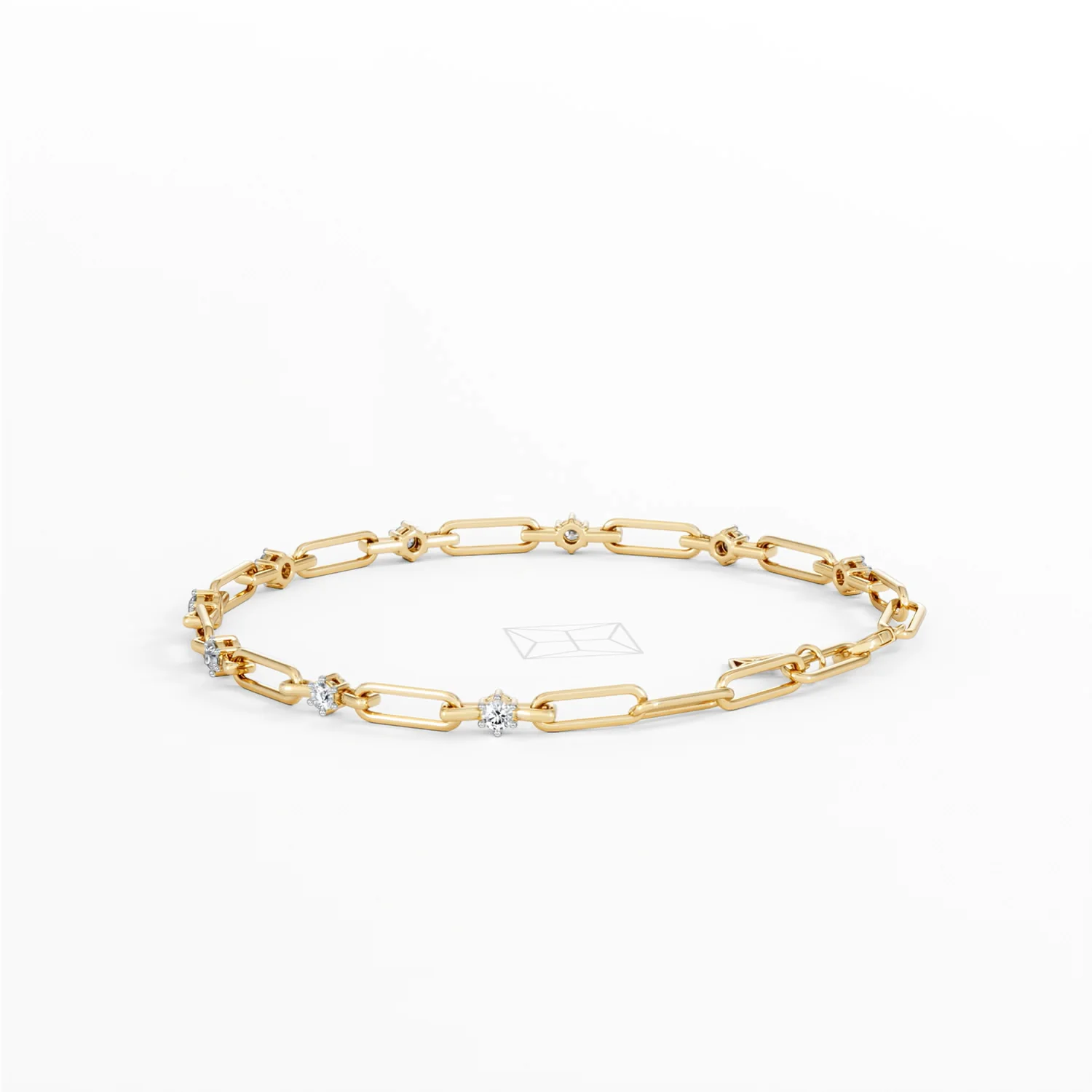 Paperclip 0.36ct Lab Diamond Link Bracelet in 18K Yellow Gold - Image 60