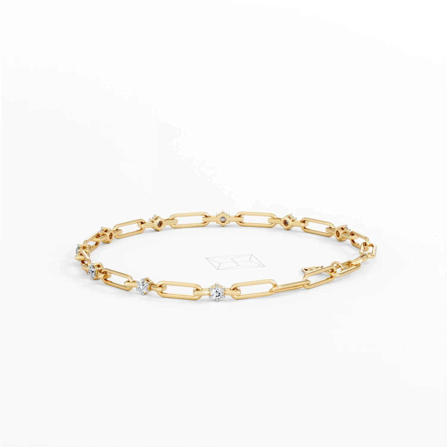 Paperclip 0.36ct Lab Diamond Link Bracelet in 18K Yellow Gold - Image 61
