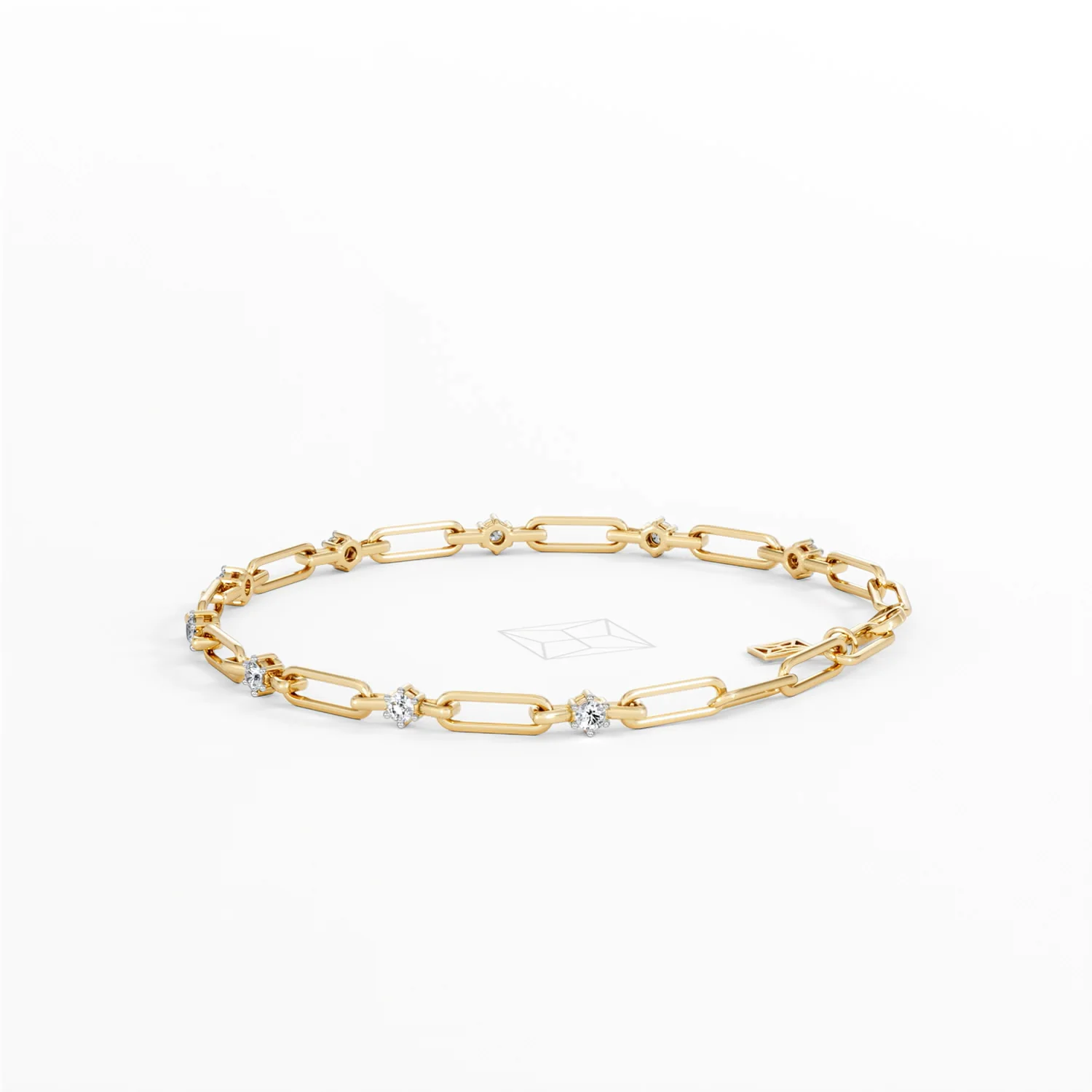 Paperclip 0.36ct Lab Diamond Link Bracelet in 18K Yellow Gold - Image 63