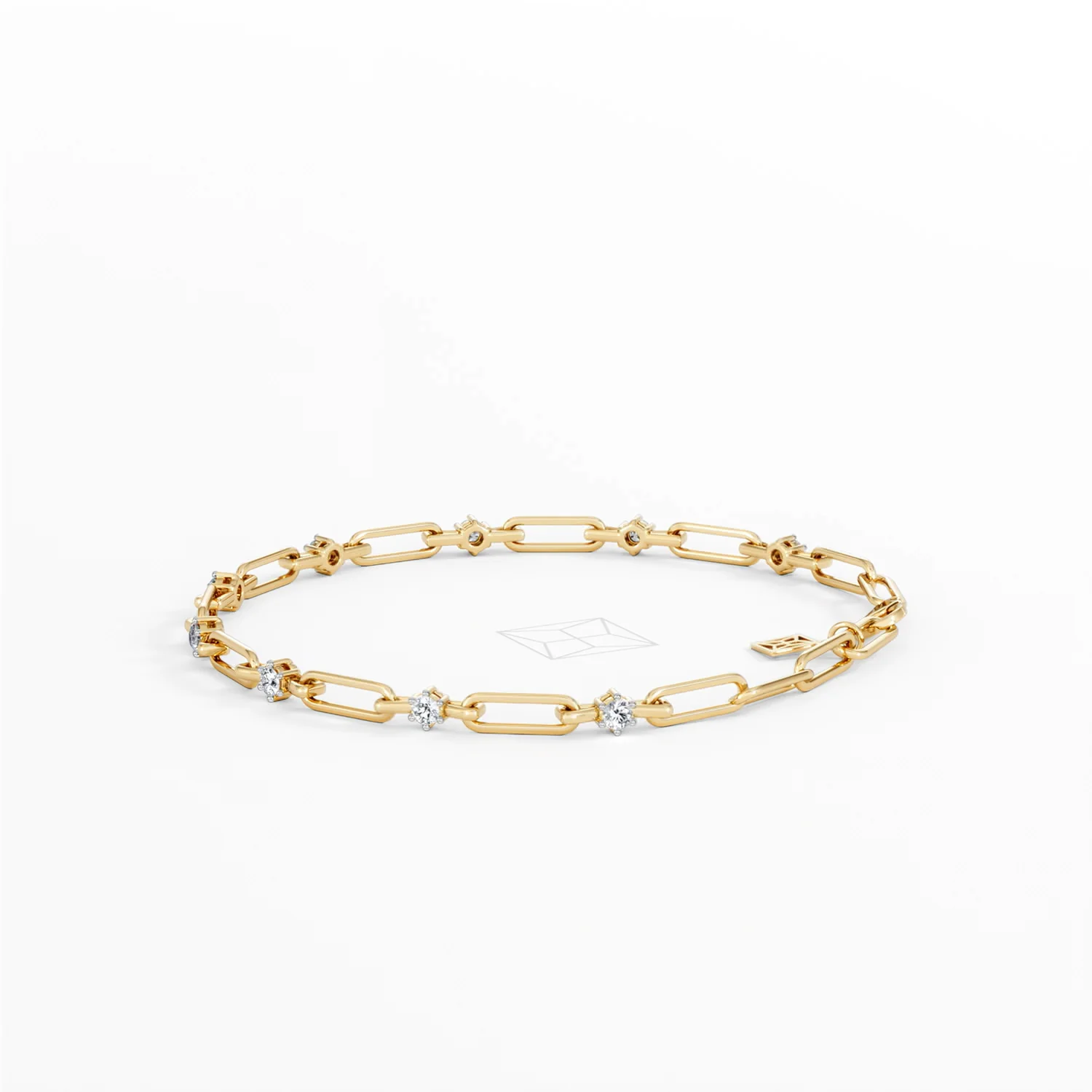 Paperclip 0.36ct Lab Diamond Link Bracelet in 18K Yellow Gold - Image 64