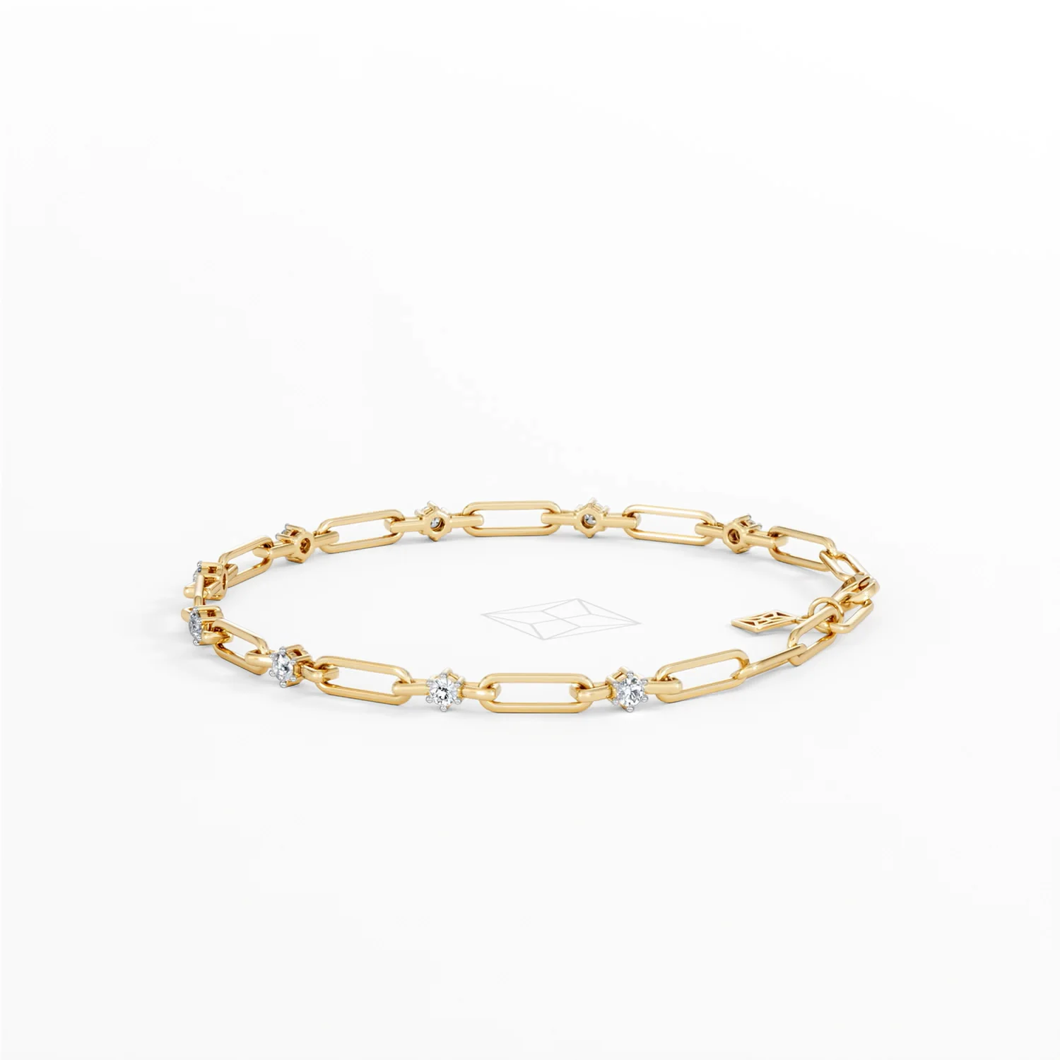 Paperclip 0.36ct Lab Diamond Link Bracelet in 18K Yellow Gold - Image 65