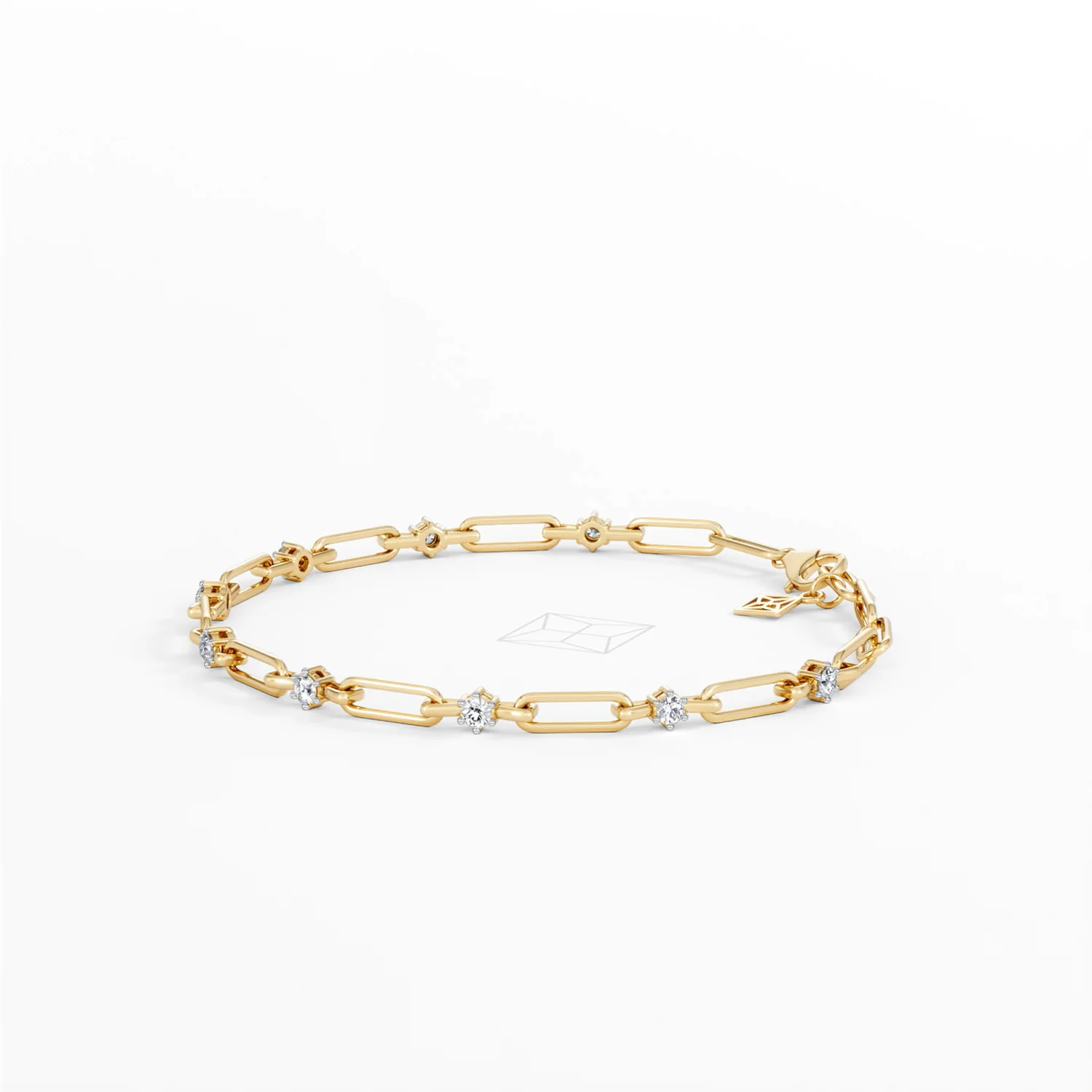 Paperclip 0.36ct Lab Diamond Link Bracelet in 18K Yellow Gold - Image 72