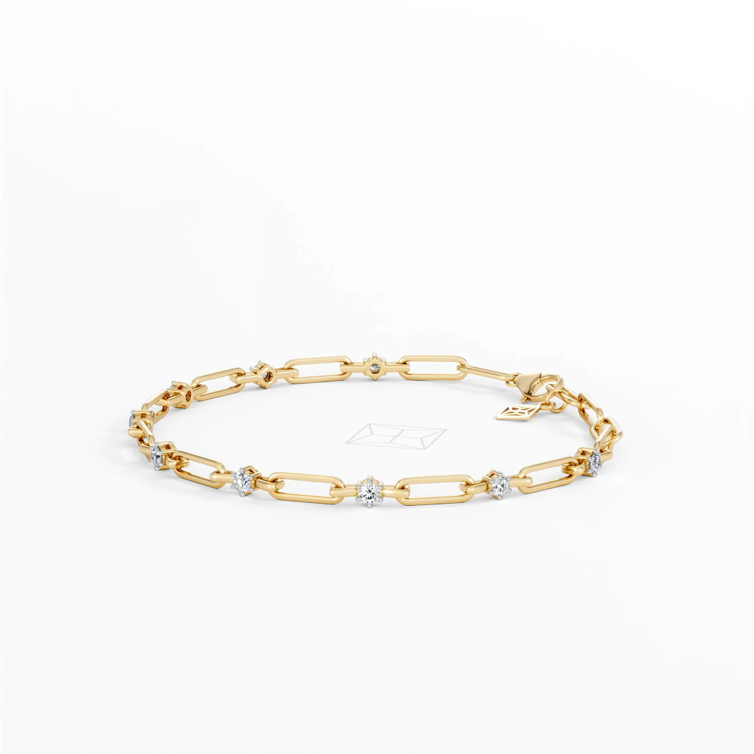 Paperclip 0.36ct Lab Diamond Link Bracelet in 18K Yellow Gold - Image 74
