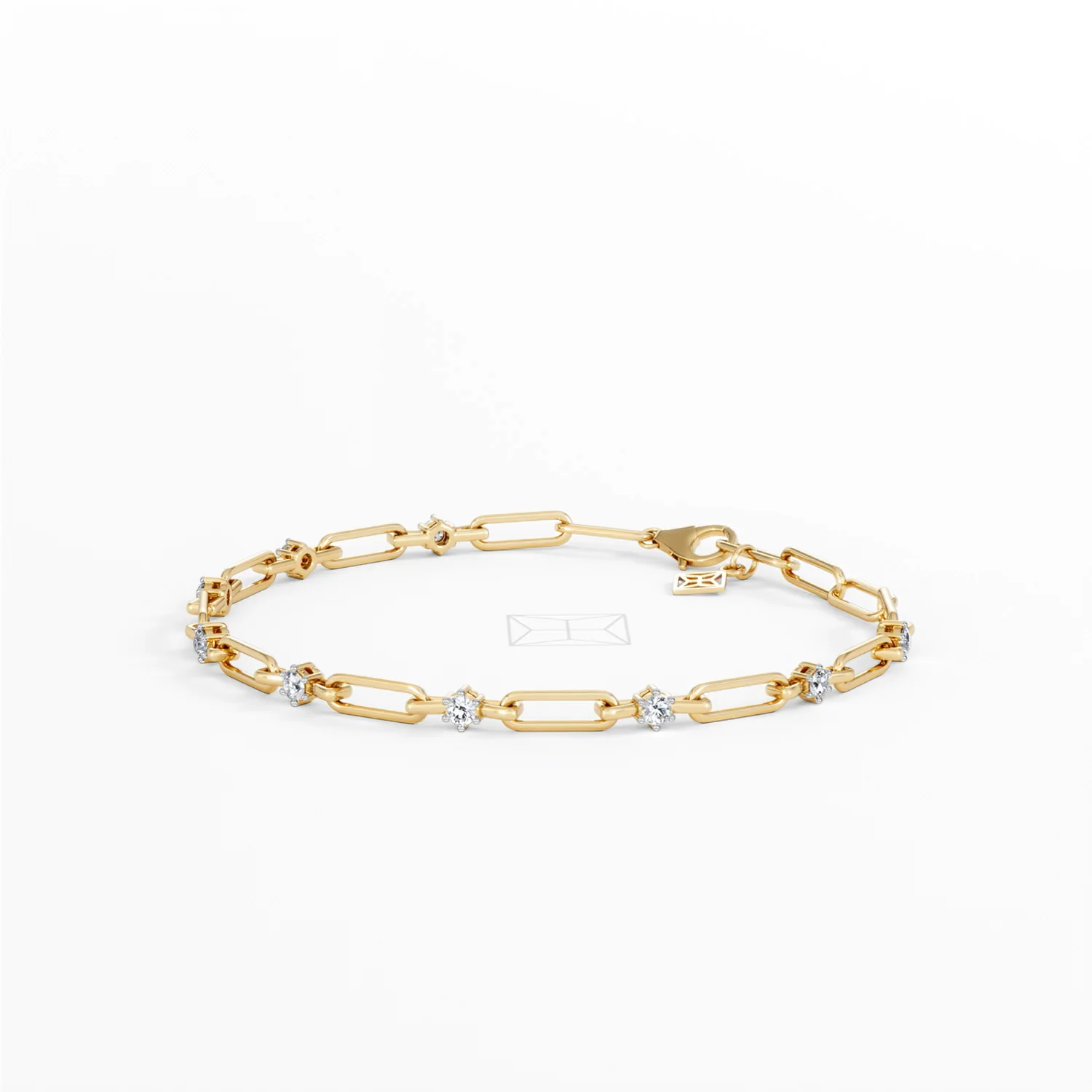 Paperclip 0.36ct Lab Diamond Link Bracelet in 18K Yellow Gold - Image 78