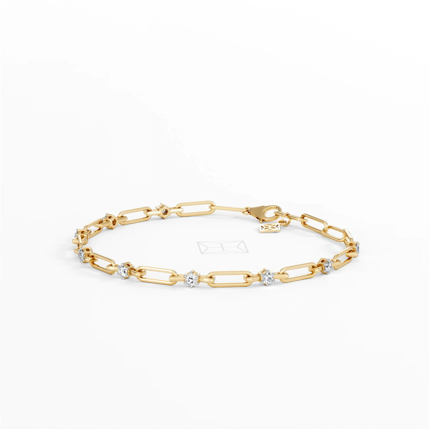 Paperclip 0.36ct Lab Diamond Link Bracelet in 18K Yellow Gold - Image 79