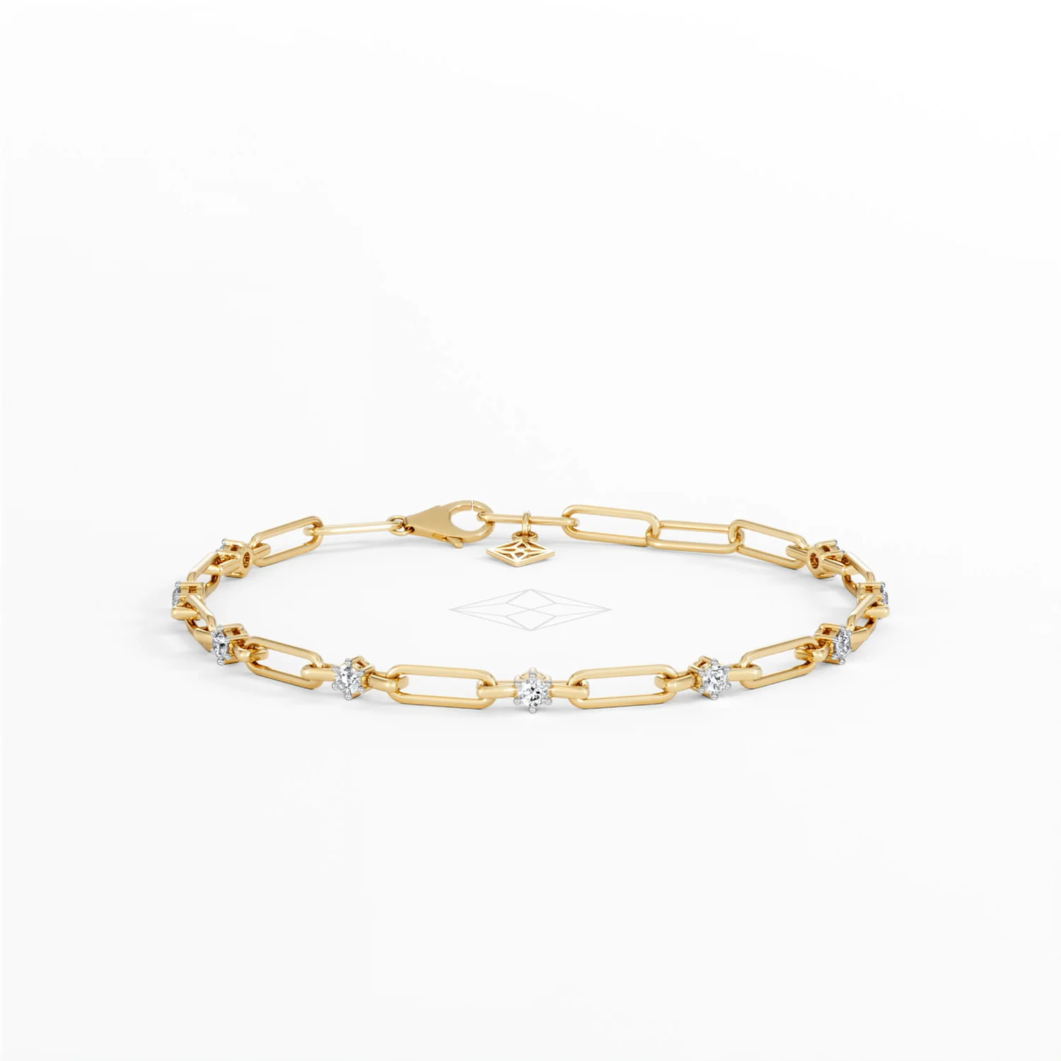 Paperclip 0.36ct Lab Diamond Link Bracelet in 18K Yellow Gold - Image 8