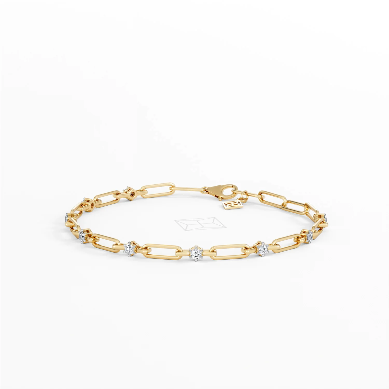 Paperclip 0.36ct Lab Diamond Link Bracelet in 18K Yellow Gold - Image 81