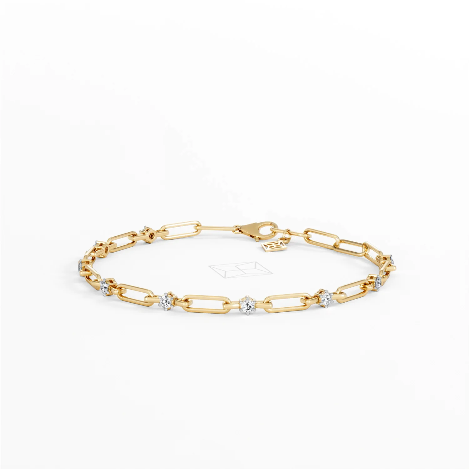 Paperclip 0.36ct Lab Diamond Link Bracelet in 18K Yellow Gold - Image 82