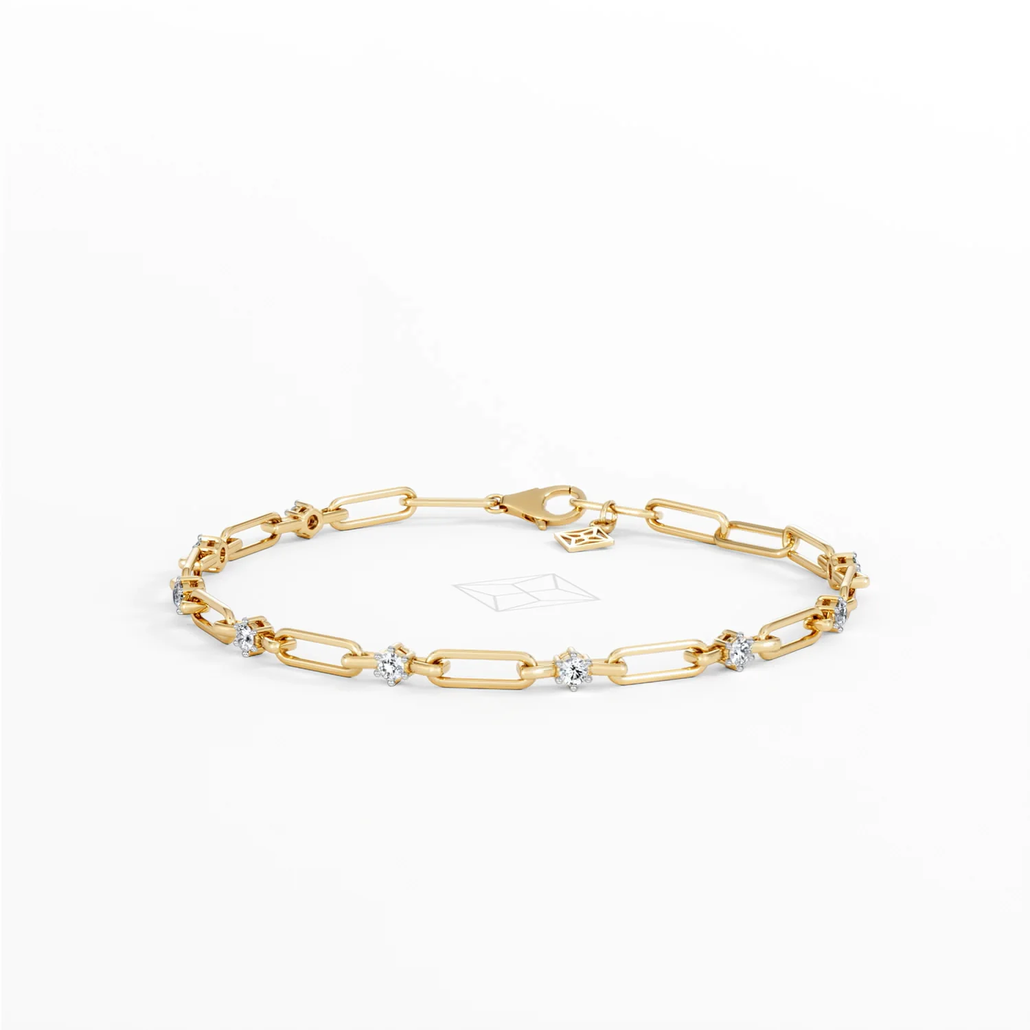 Paperclip 0.36ct Lab Diamond Link Bracelet in 18K Yellow Gold - Image 83