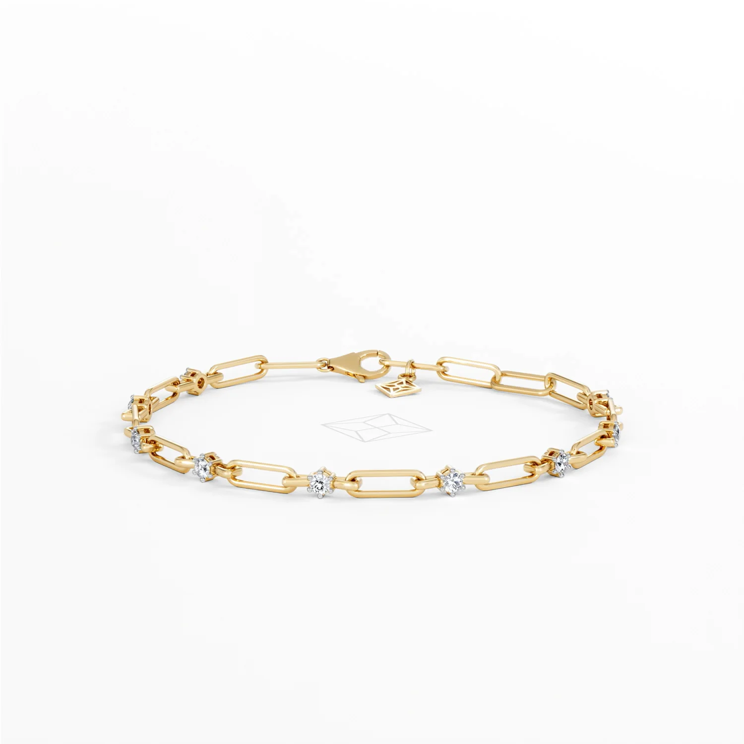 Paperclip 0.36ct Lab Diamond Link Bracelet in 18K Yellow Gold - Image 85