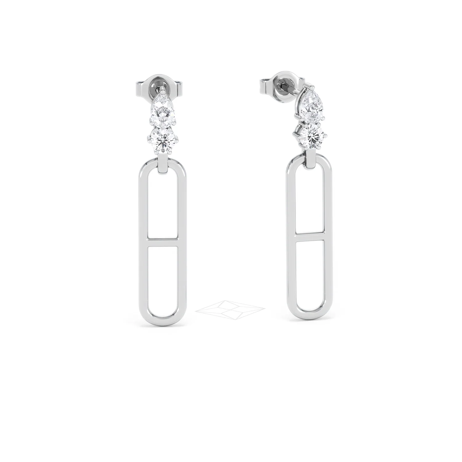 Paperclip 0.47ct Lab Diamond Drop Link Earrings in 18K White Gold - Image 11