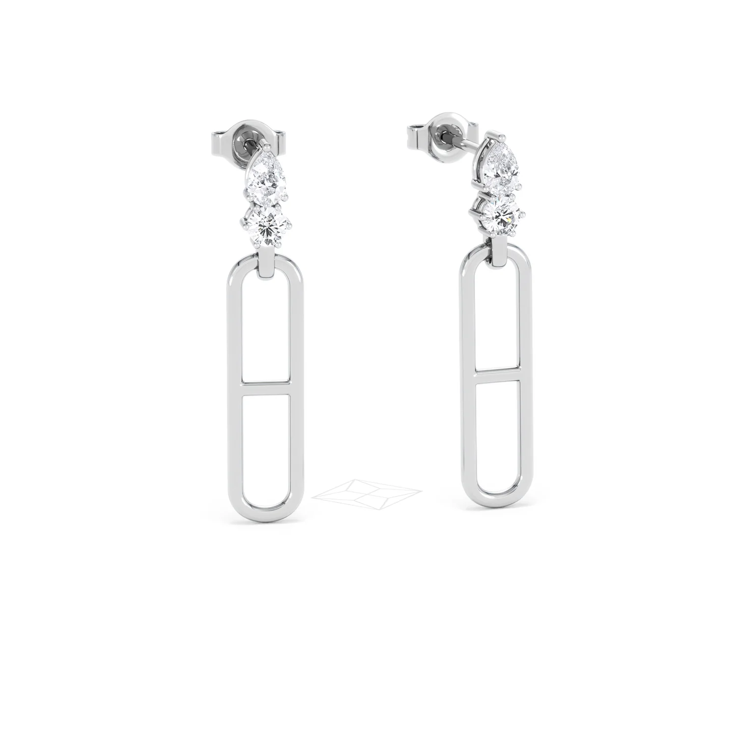 Paperclip 0.47ct Lab Diamond Drop Link Earrings in 18K White Gold - Image 12
