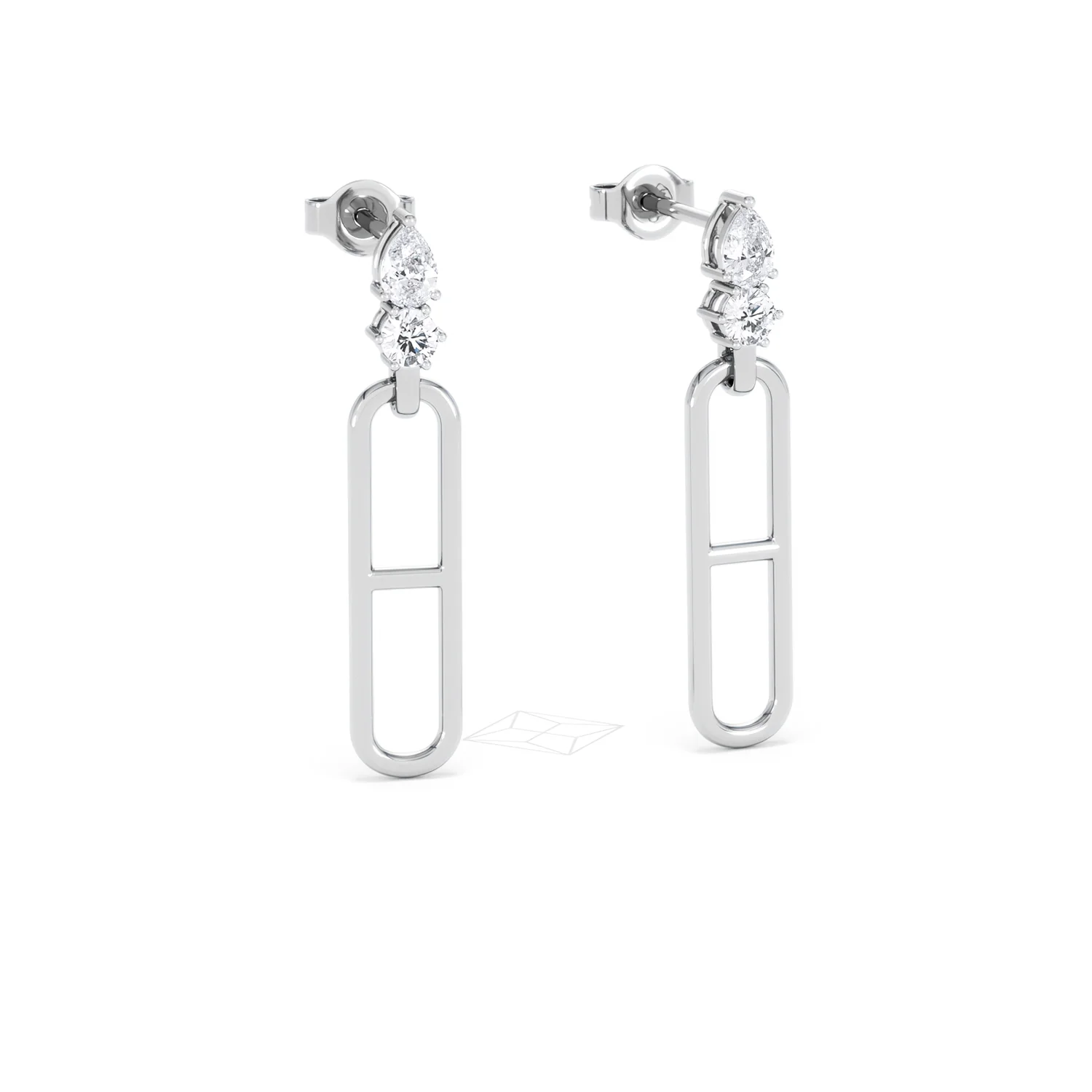 Paperclip 0.47ct Lab Diamond Drop Link Earrings in 18K White Gold - Image 13