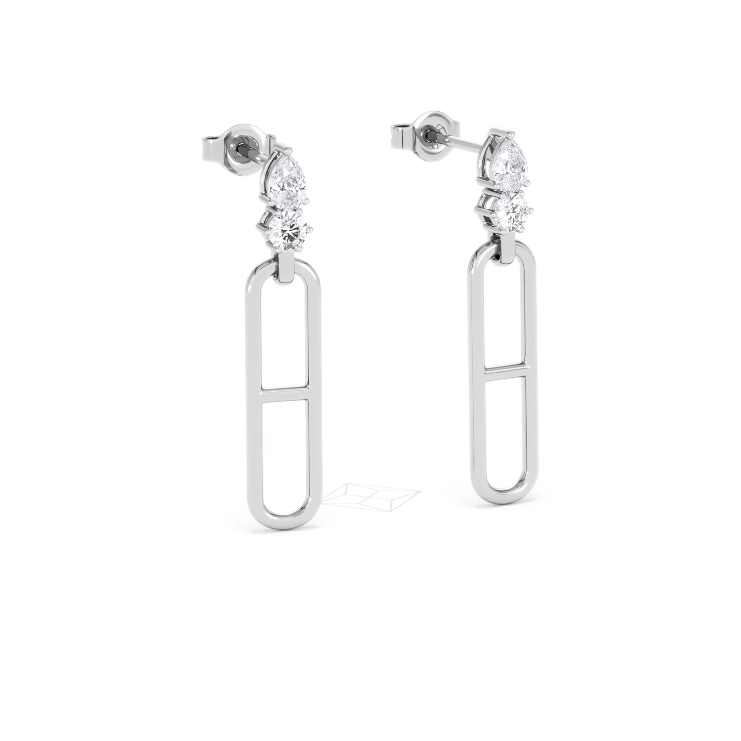Paperclip 0.47ct Lab Diamond Drop Link Earrings in 18K White Gold - Image 14