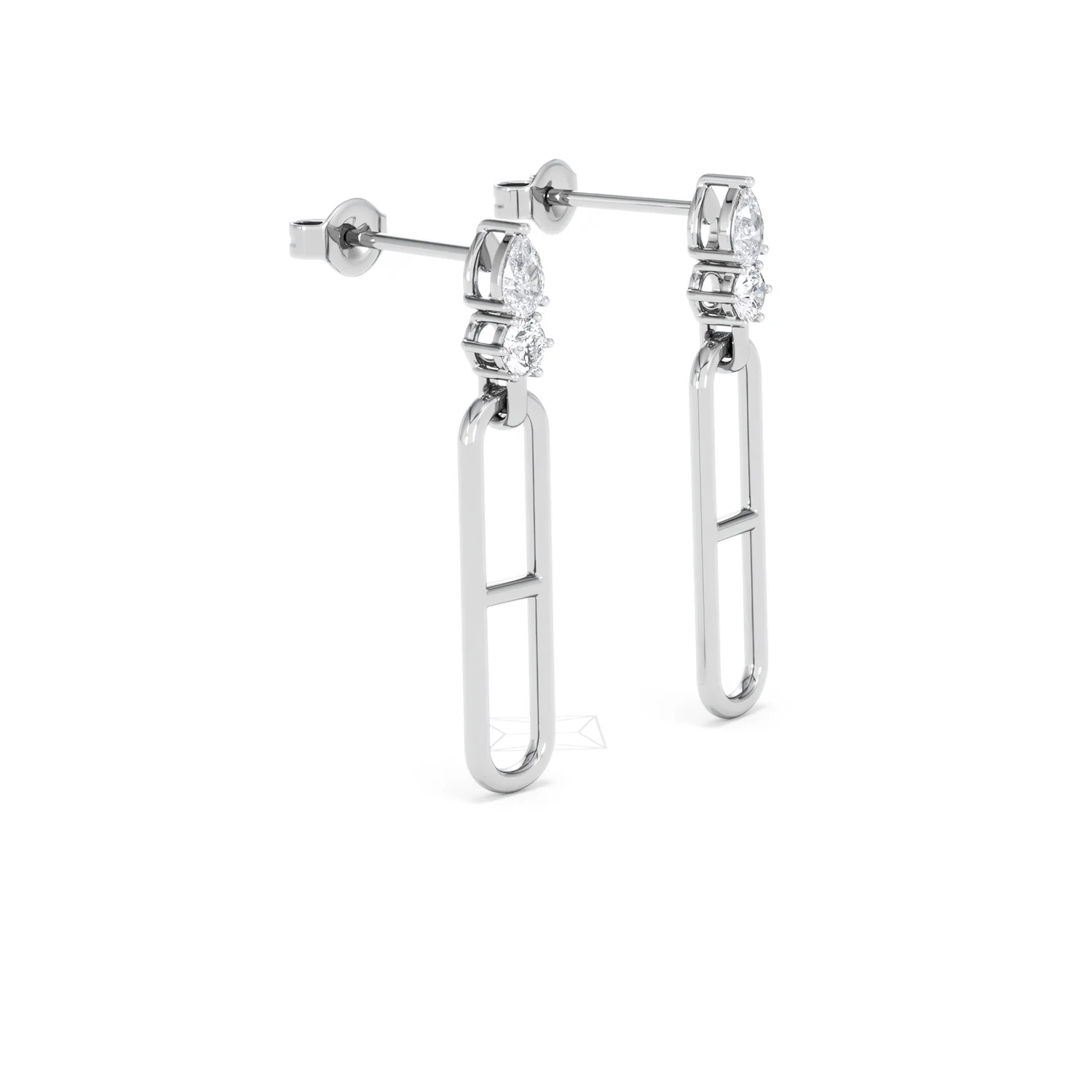 Paperclip 0.47ct Lab Diamond Drop Link Earrings in 18K White Gold - Image 20