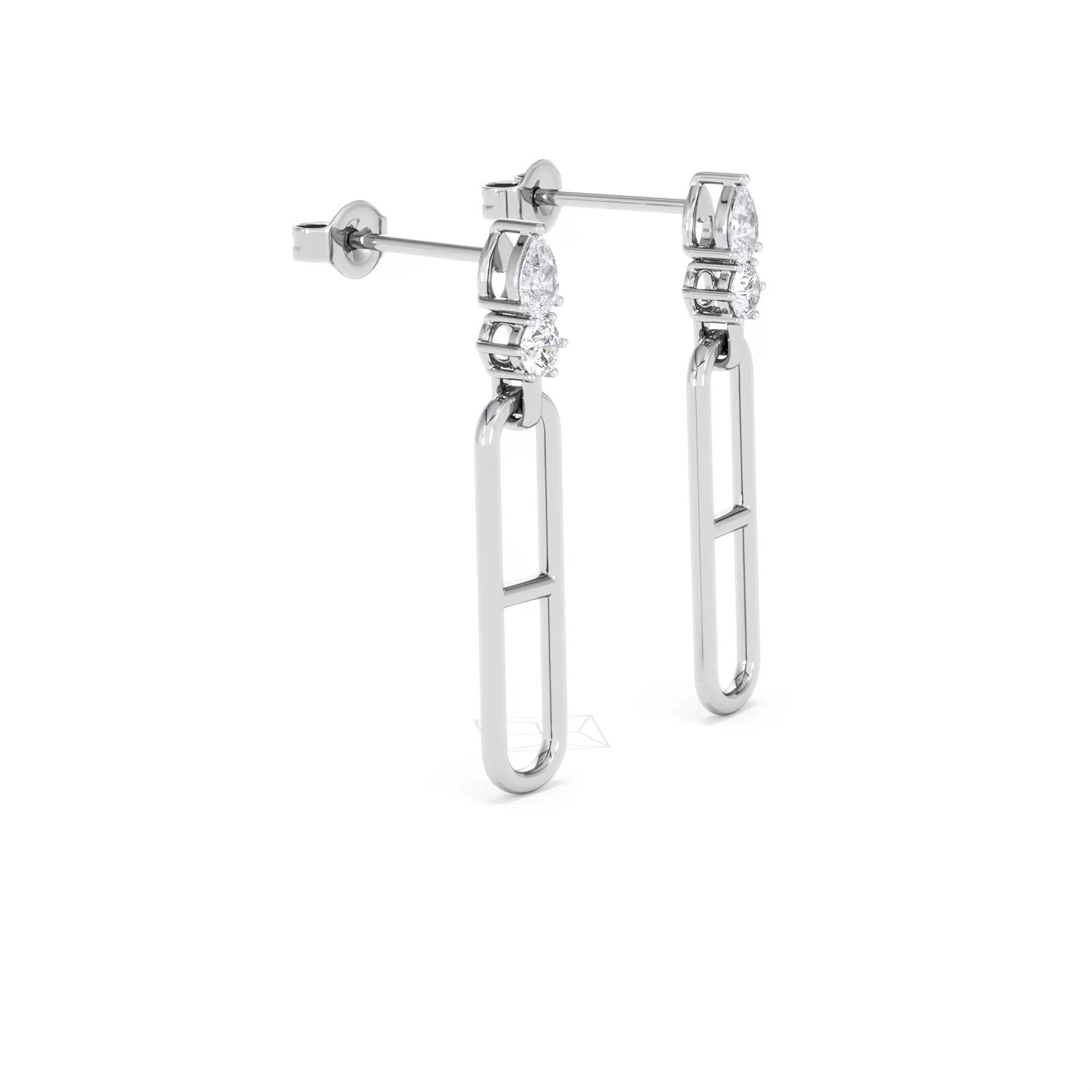 Paperclip 0.47ct Lab Diamond Drop Link Earrings in 18K White Gold - Image 21