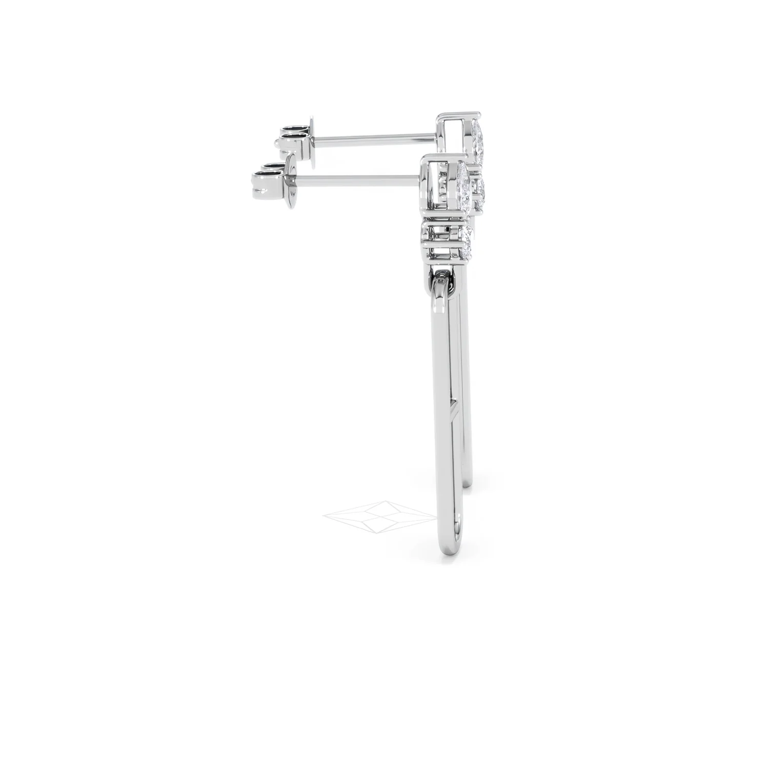 Paperclip 0.47ct Lab Diamond Drop Link Earrings in 18K White Gold - Image 28