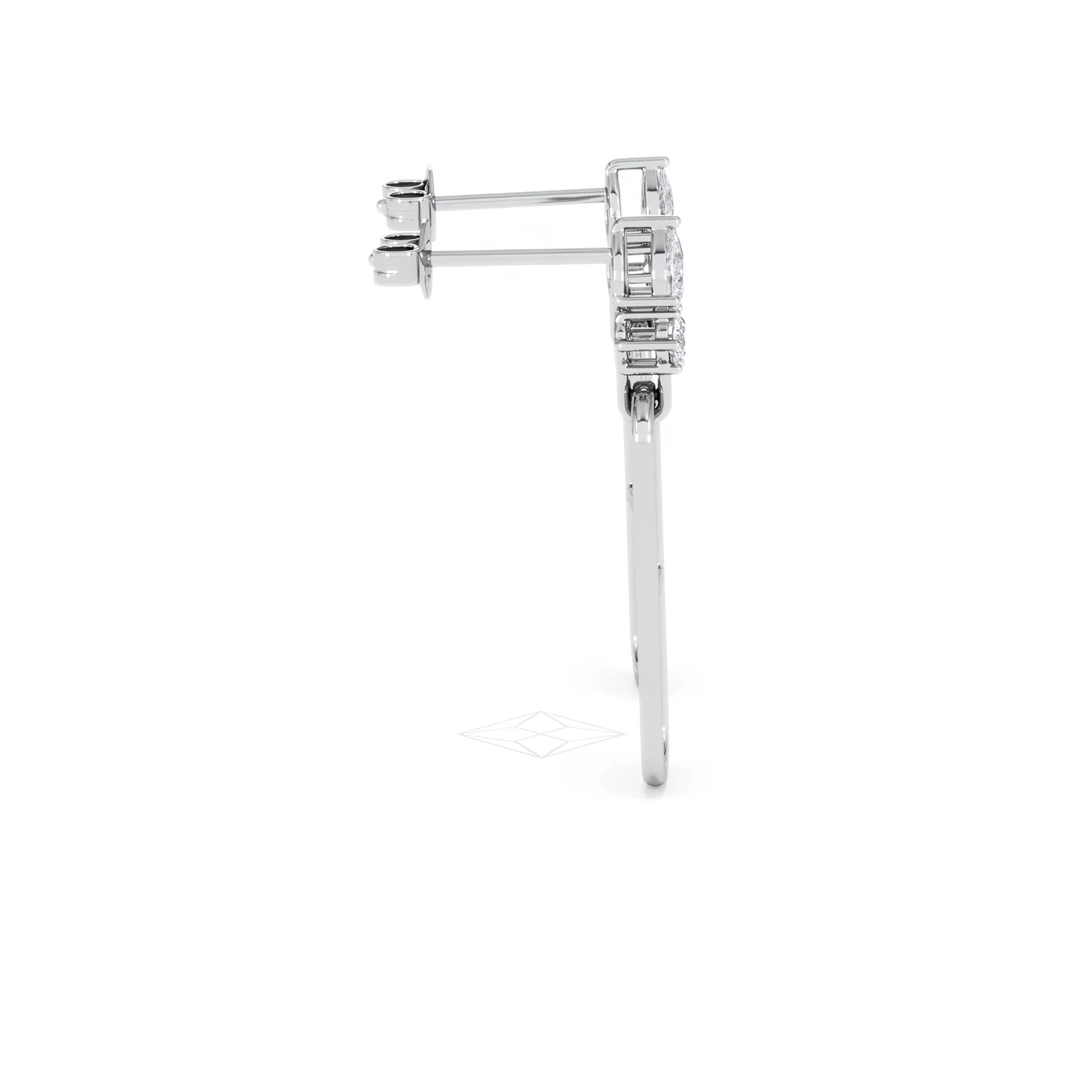 Paperclip 0.47ct Lab Diamond Drop Link Earrings in 18K White Gold - Image 29