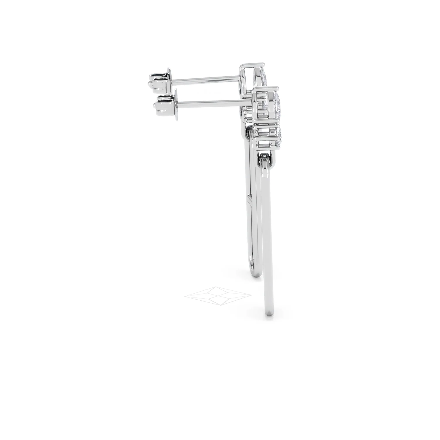 Paperclip 0.47ct Lab Diamond Drop Link Earrings in 18K White Gold - Image 30