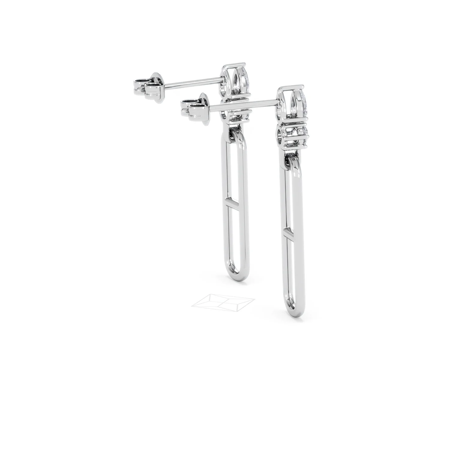Paperclip 0.47ct Lab Diamond Drop Link Earrings in 18K White Gold - Image 34