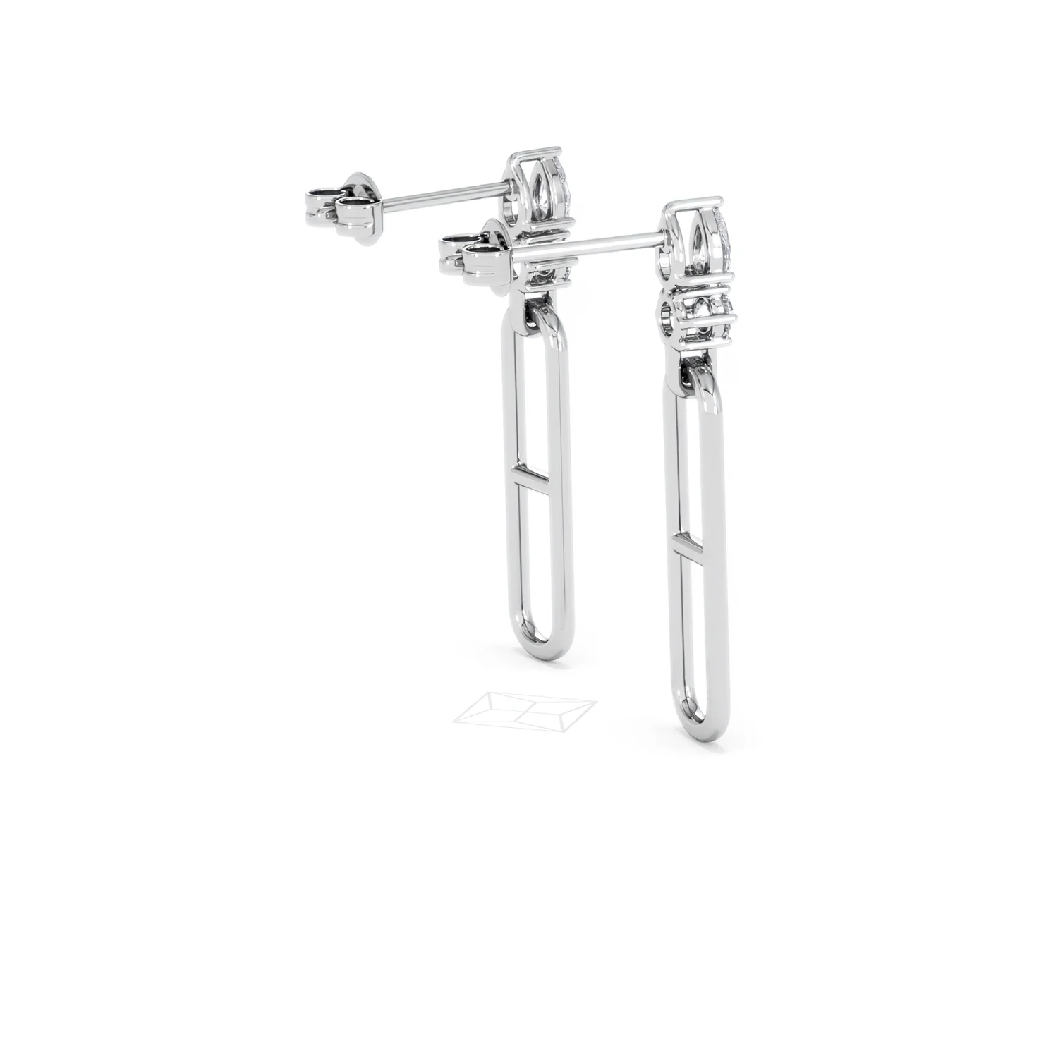 Paperclip 0.47ct Lab Diamond Drop Link Earrings in 18K White Gold - Image 35