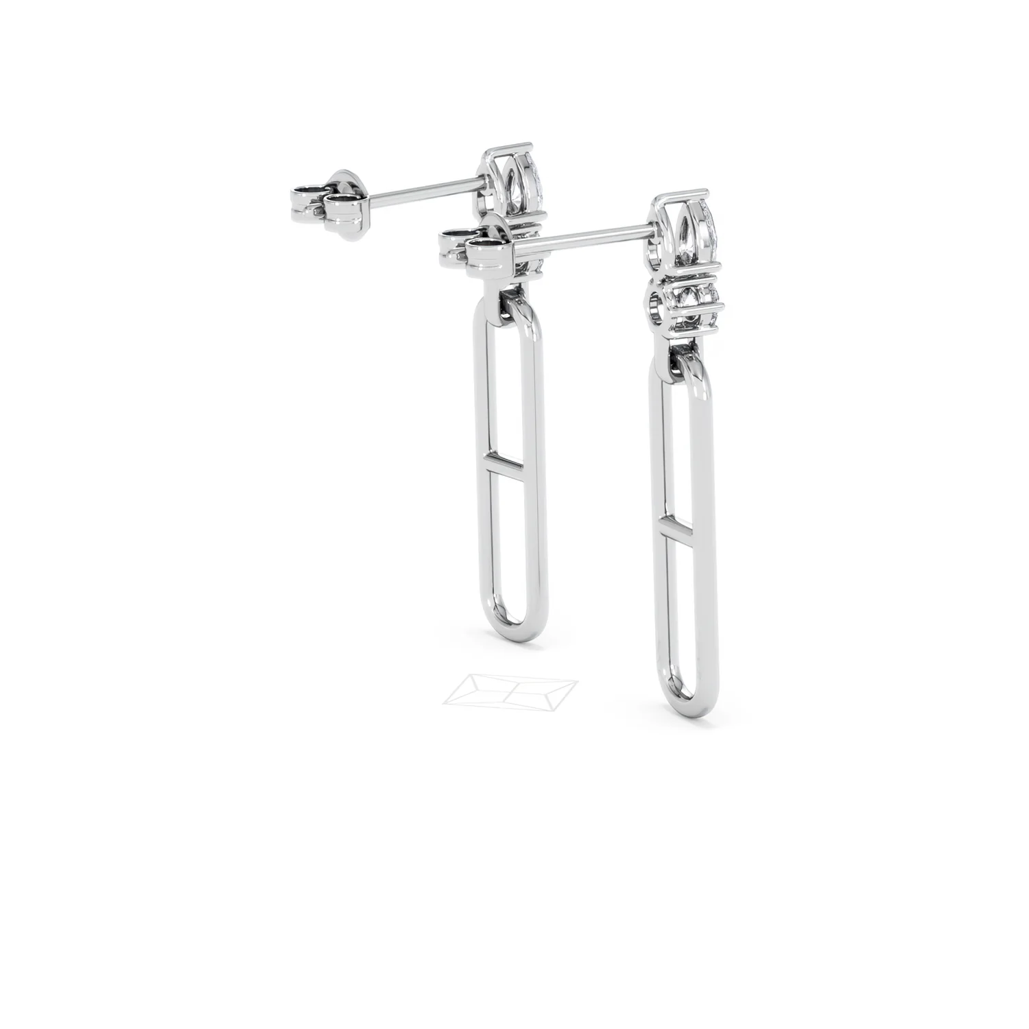 Paperclip 0.47ct Lab Diamond Drop Link Earrings in 18K White Gold - Image 36