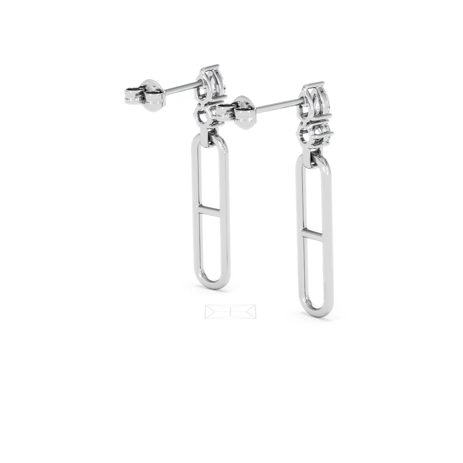 Paperclip 0.47ct Lab Diamond Drop Link Earrings in 18K White Gold - Image 39