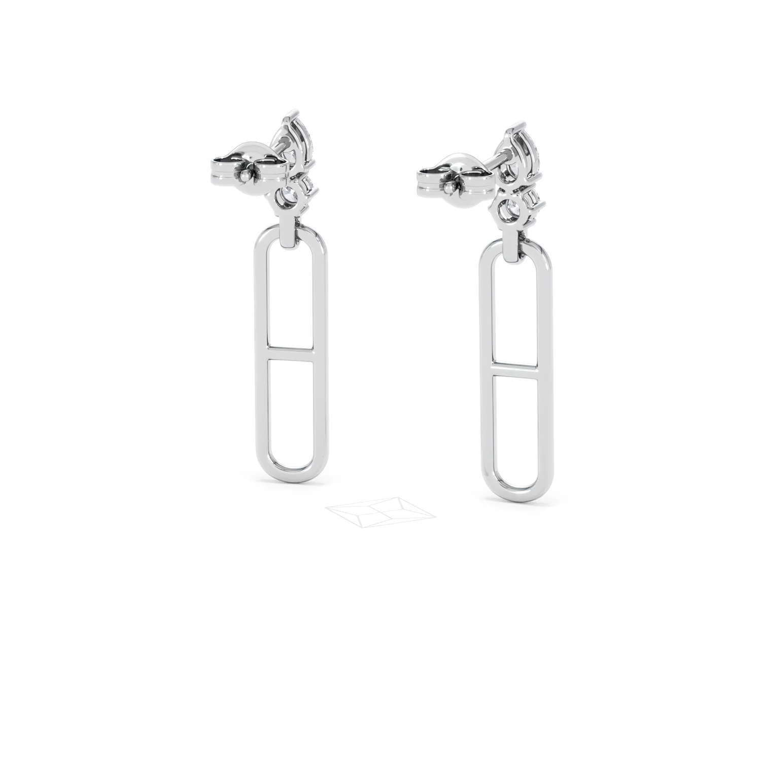 Paperclip 0.47ct Lab Diamond Drop Link Earrings in 18K White Gold - Image 45