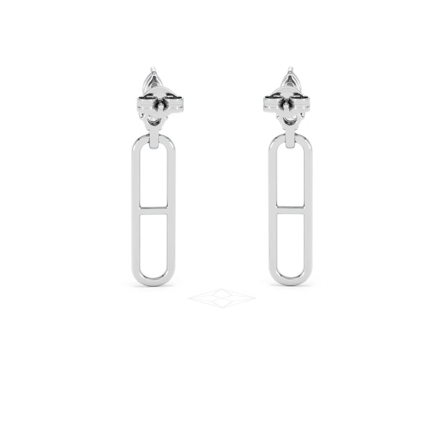 Paperclip 0.47ct Lab Diamond Drop Link Earrings in 18K White Gold - Image 49
