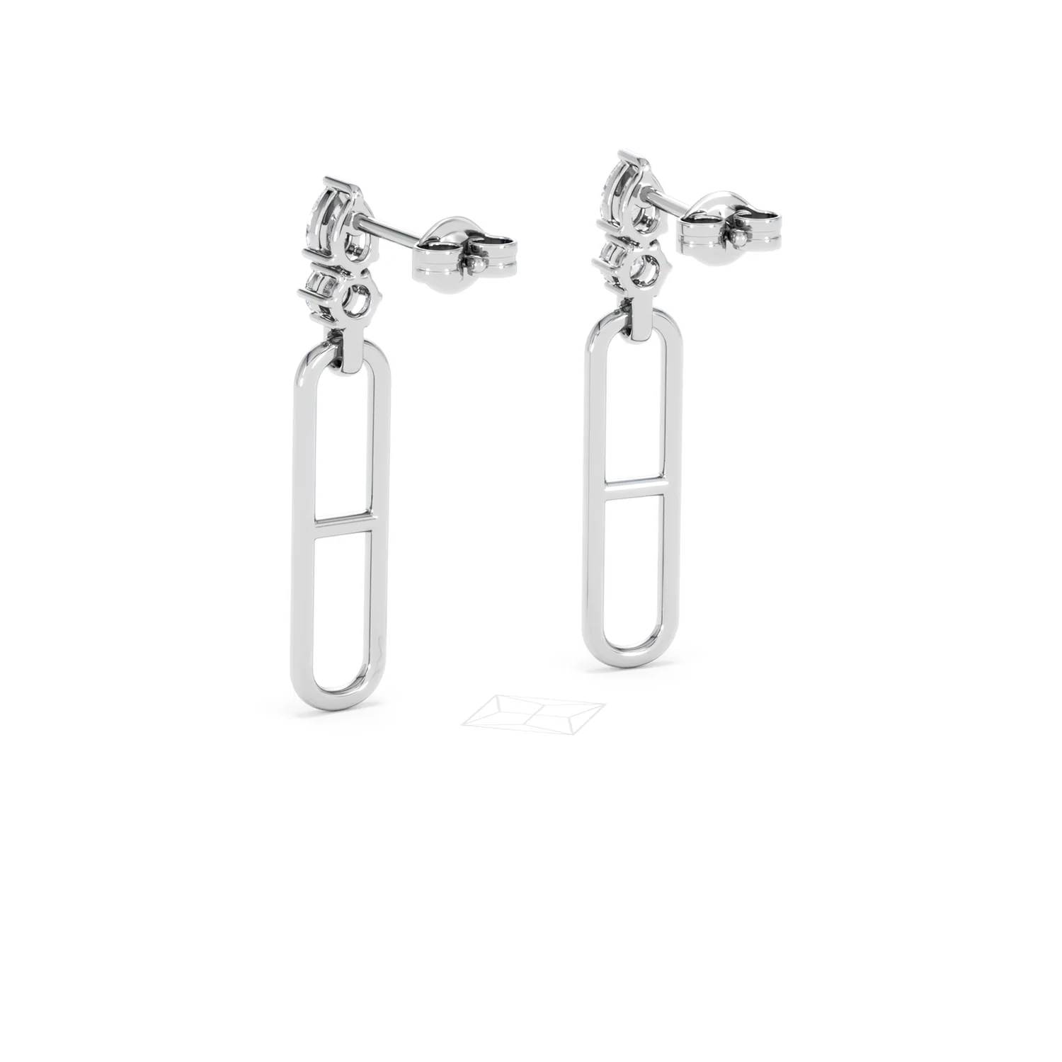 Paperclip 0.47ct Lab Diamond Drop Link Earrings in 18K White Gold - Image 55
