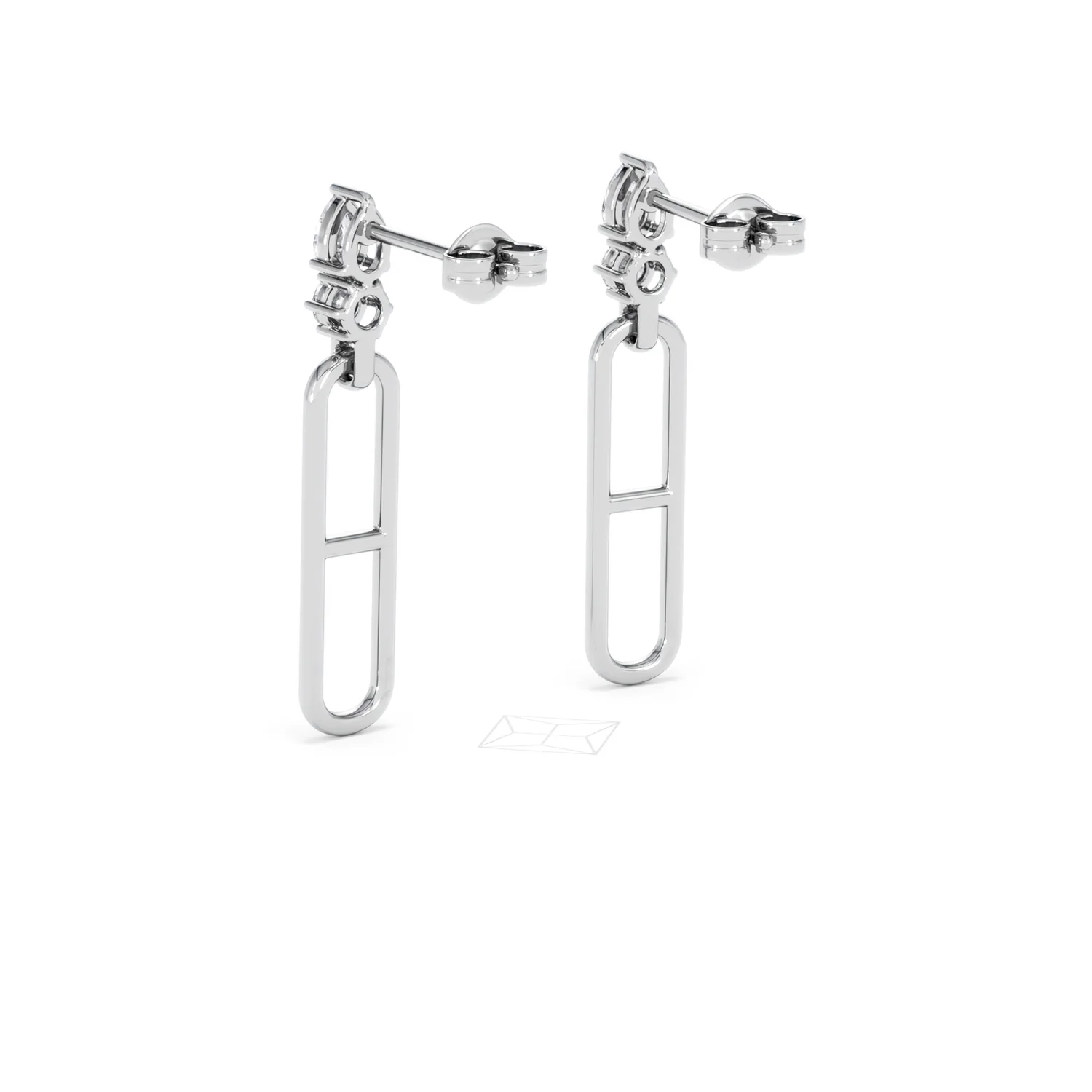Paperclip 0.47ct Lab Diamond Drop Link Earrings in 18K White Gold - Image 56
