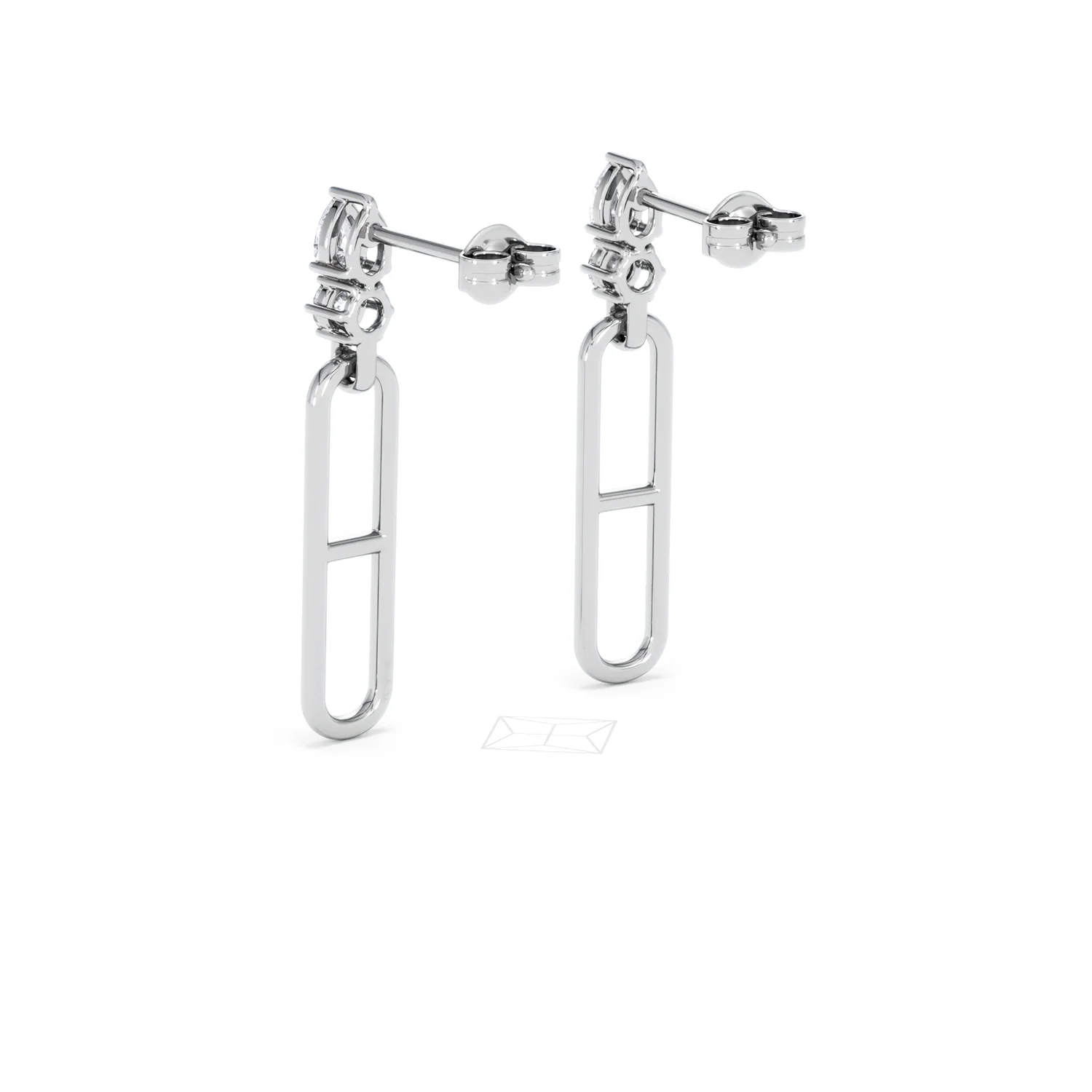 Paperclip 0.47ct Lab Diamond Drop Link Earrings in 18K White Gold - Image 57