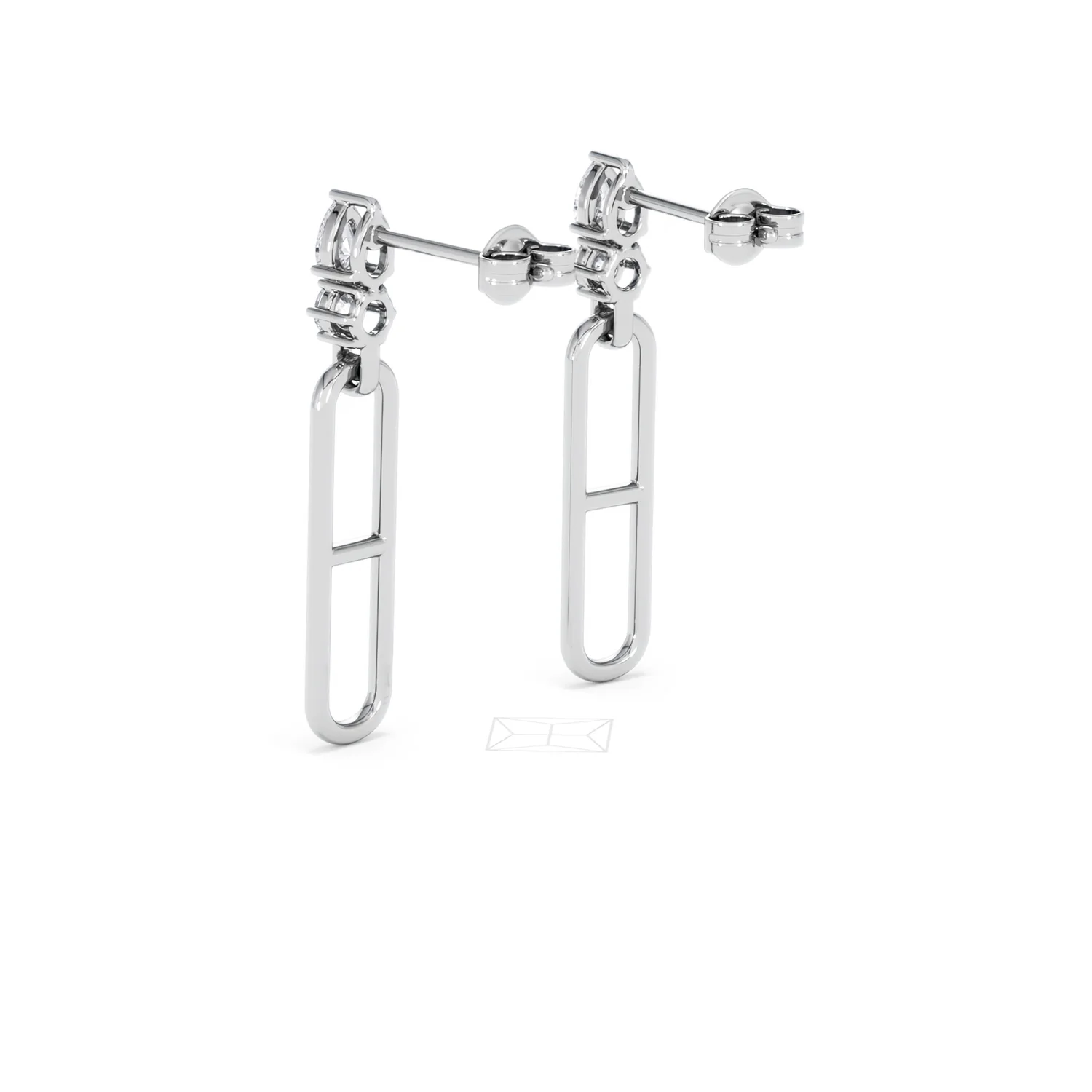 Paperclip 0.47ct Lab Diamond Drop Link Earrings in 18K White Gold - Image 58