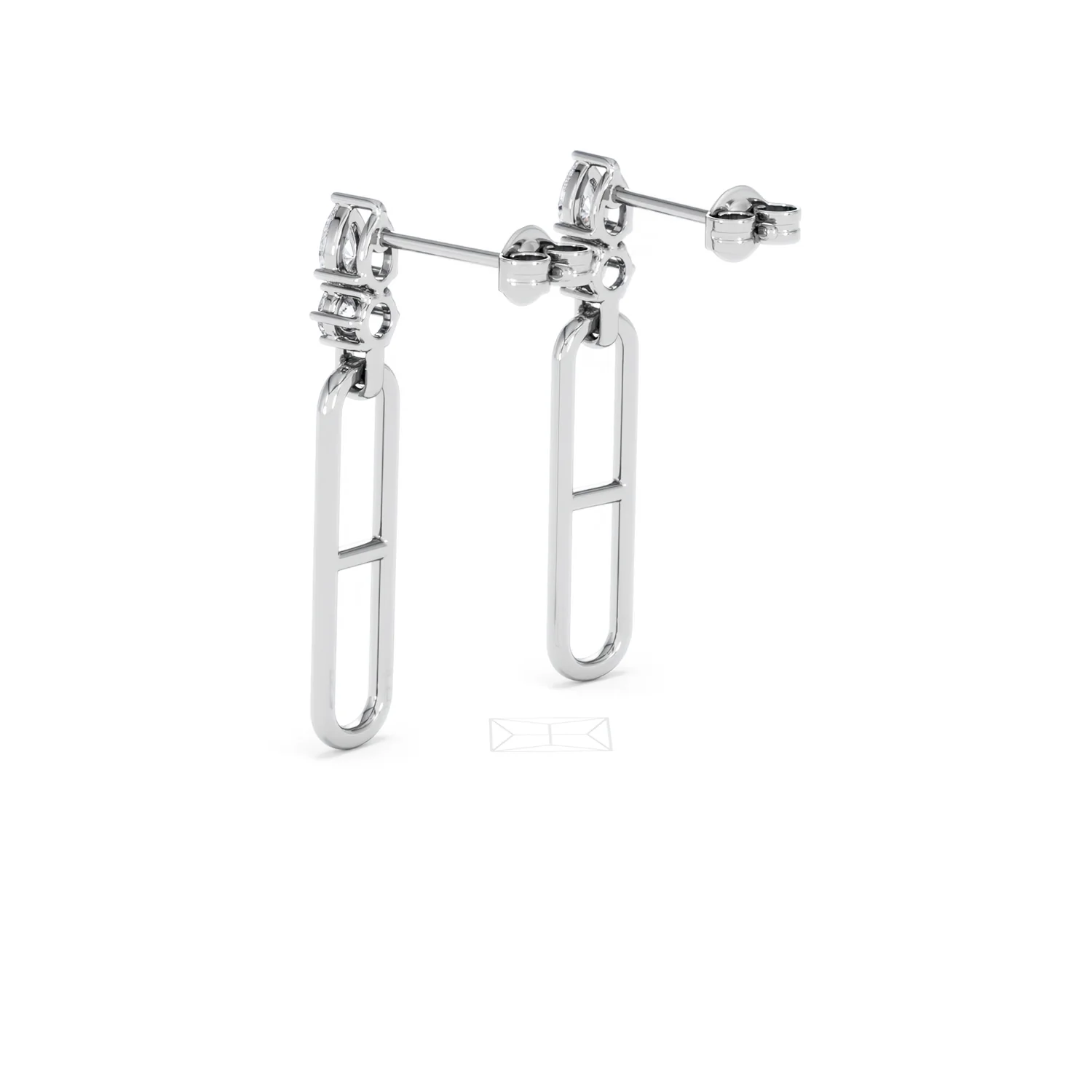 Paperclip 0.47ct Lab Diamond Drop Link Earrings in 18K White Gold - Image 59