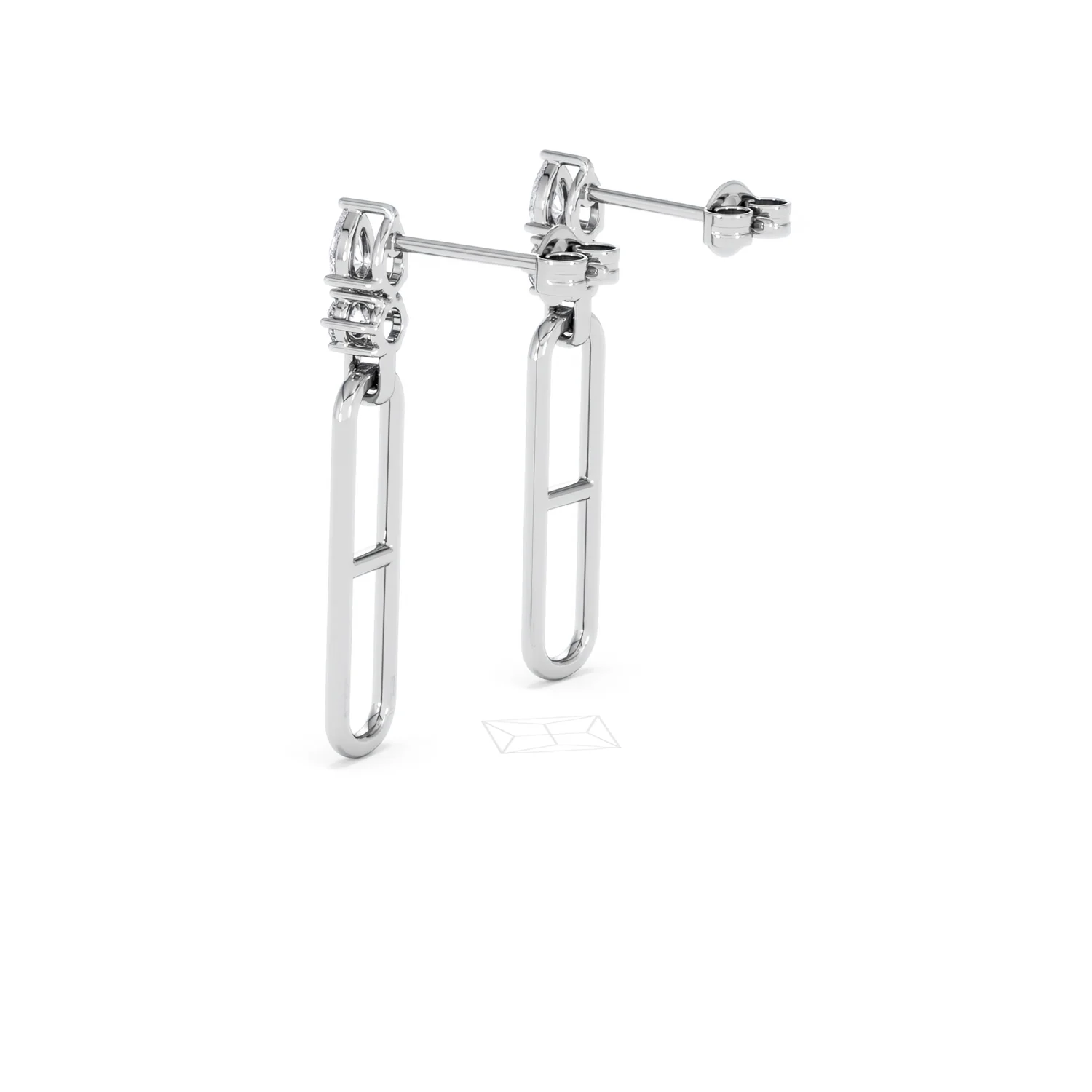 Paperclip 0.47ct Lab Diamond Drop Link Earrings in 18K White Gold - Image 61