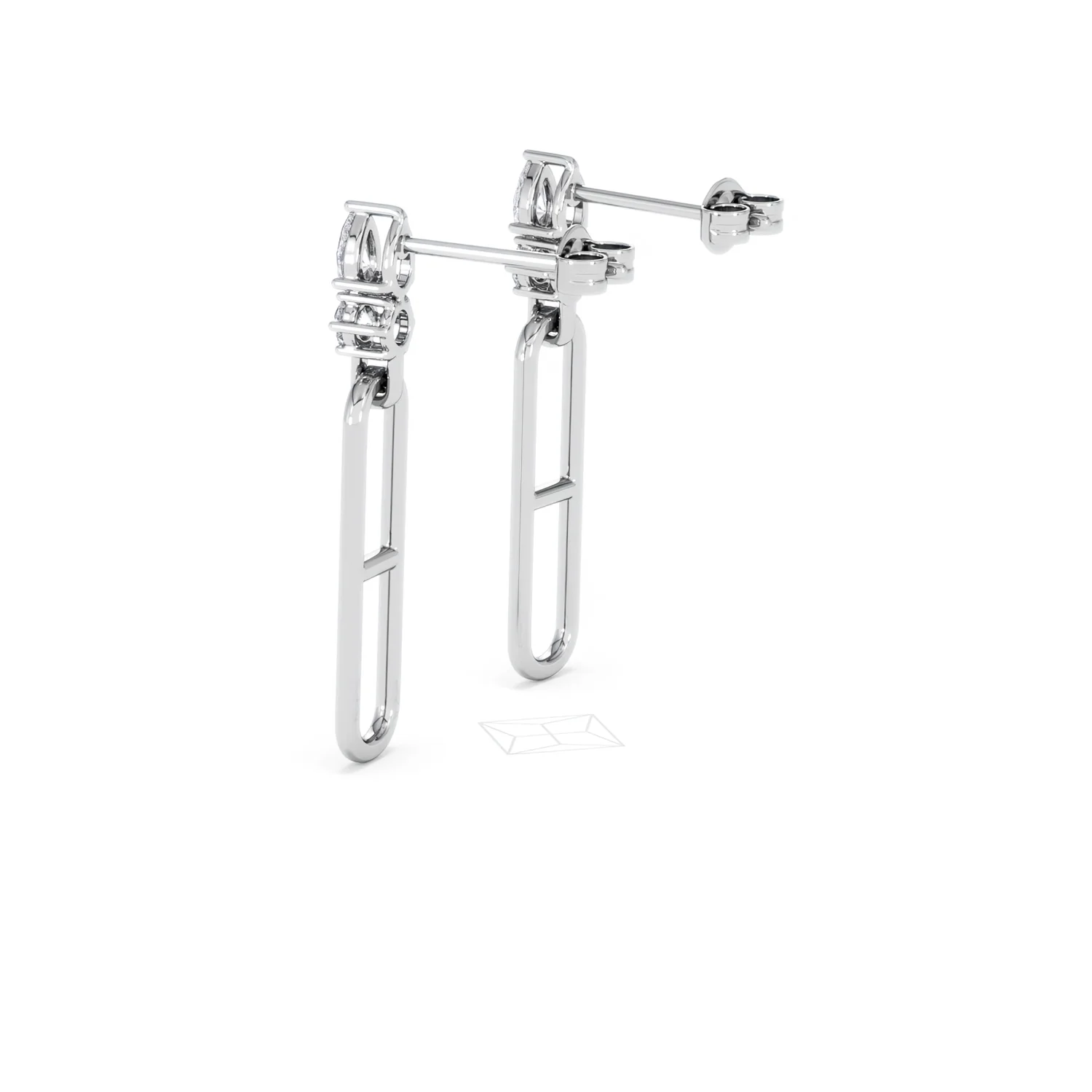 Paperclip 0.47ct Lab Diamond Drop Link Earrings in 18K White Gold - Image 62