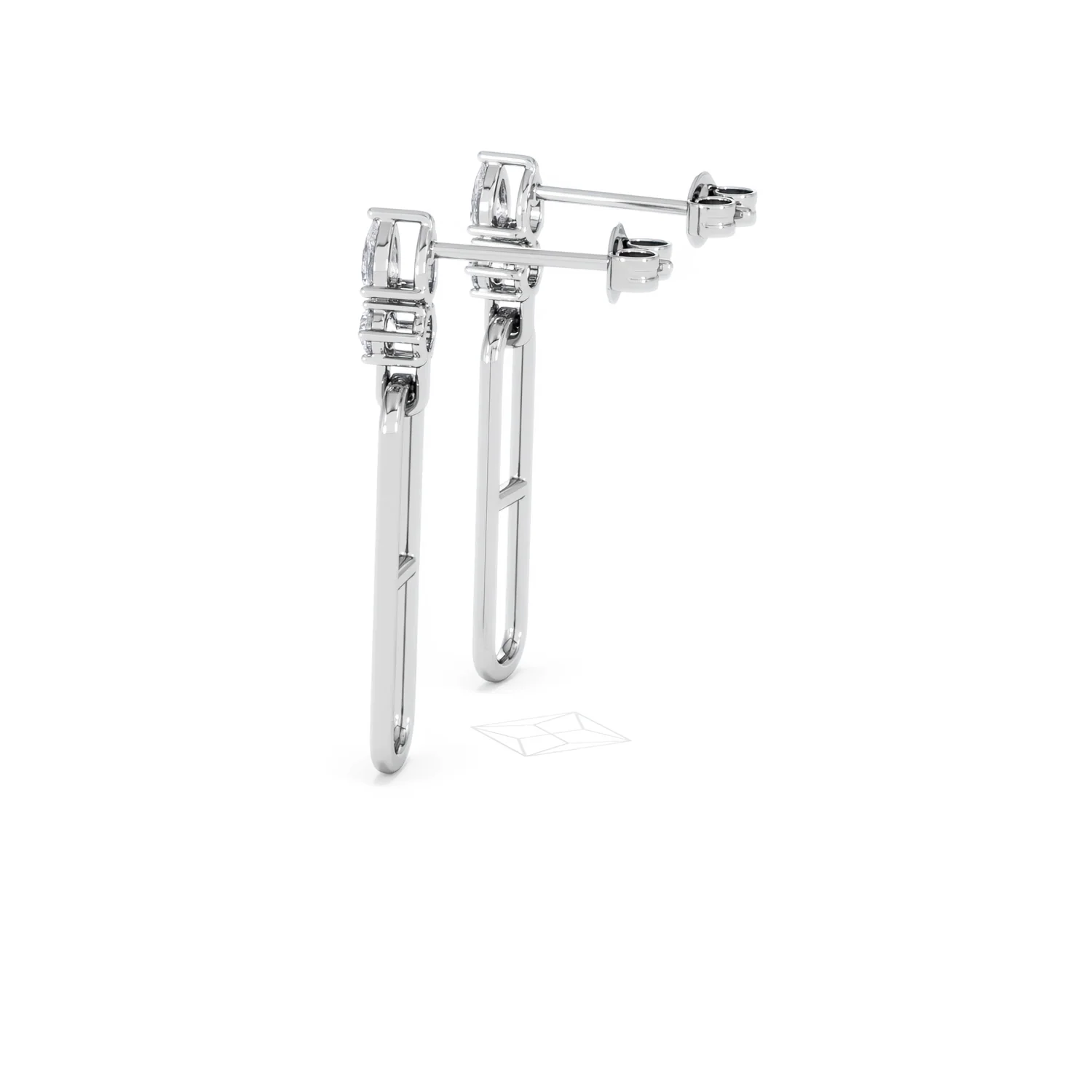 Paperclip 0.47ct Lab Diamond Drop Link Earrings in 18K White Gold - Image 65