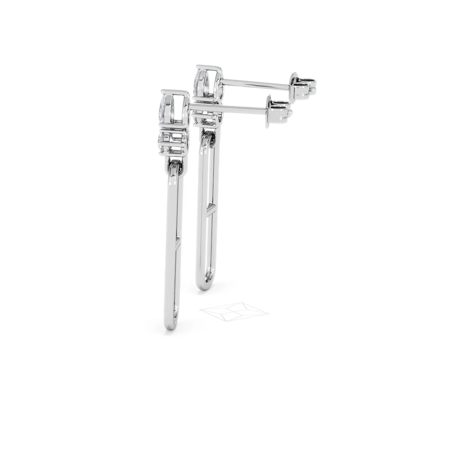 Paperclip 0.47ct Lab Diamond Drop Link Earrings in 18K White Gold - Image 66