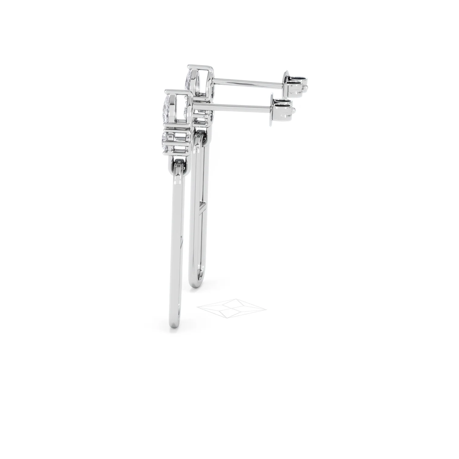 Paperclip 0.47ct Lab Diamond Drop Link Earrings in 18K White Gold - Image 67
